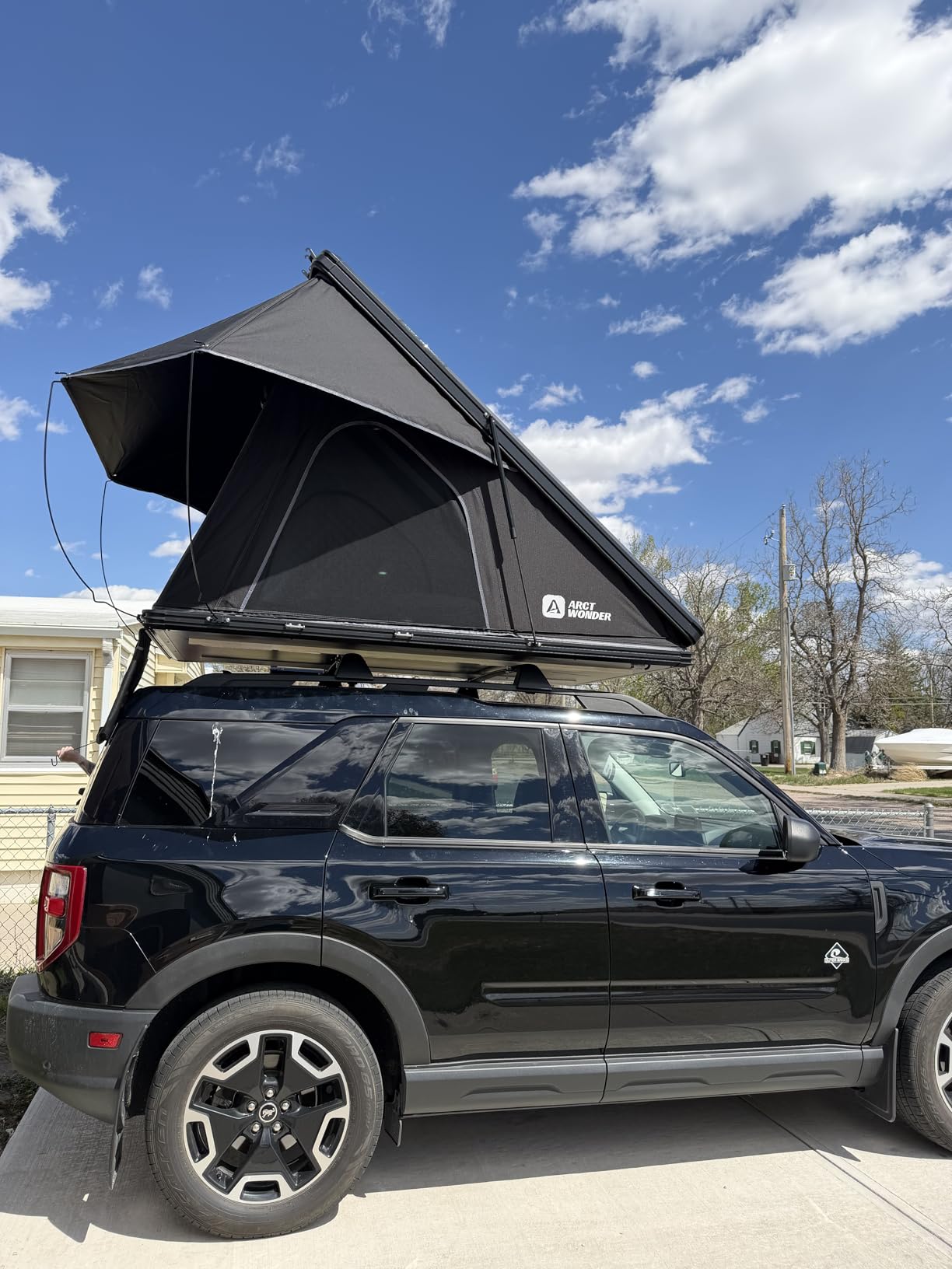 Solar Panel Rooftop Tent Hard Shell with Winter Thermal Layer | Aluminum Pop Up Roof top Tent Hardshell with USB Outlet, Luggage Bar, Suitable for Jeep SUV Truck, 4 Season Camping customer photo 2