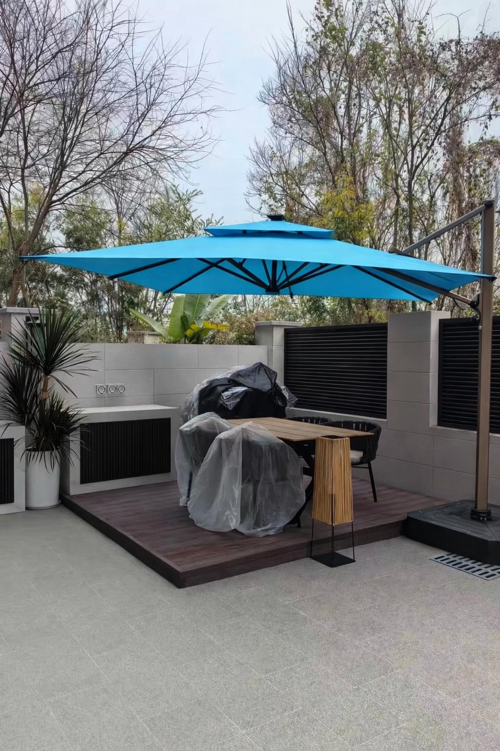 HOTEEL 10x10ft Patio Umbrella Cantilever Umbrella Double Top - 360 Rotation and 5 Angles Adjustment - Aluminum Offset Pool Umbrella customer photo 2