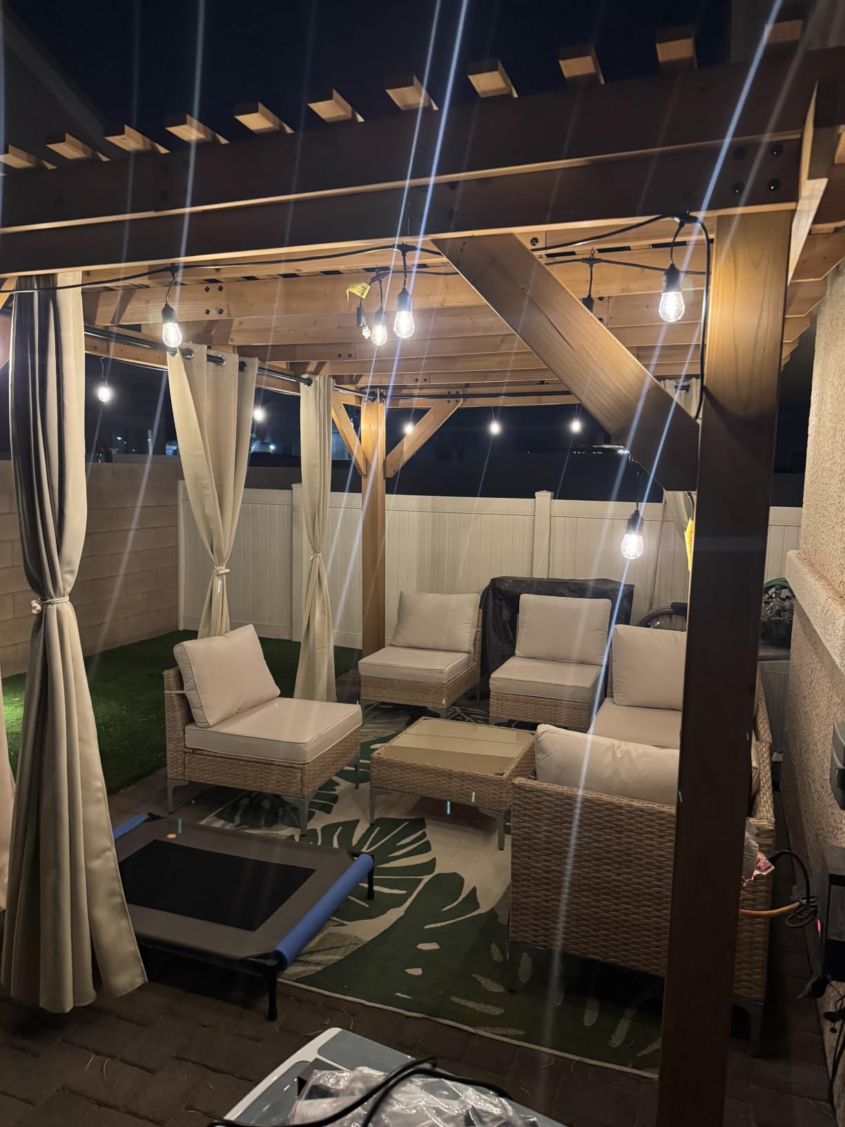 JOYURE 3 Piece Wicker Patio Furniture Set,Outdoor Conversation Loveseat Sectional Sofa w/Coffee Table,All-Weather Outdoor Sofa with Thick and Anti-Slip Cushions for Deck,Poolside,Garden,Beige customer photo 1