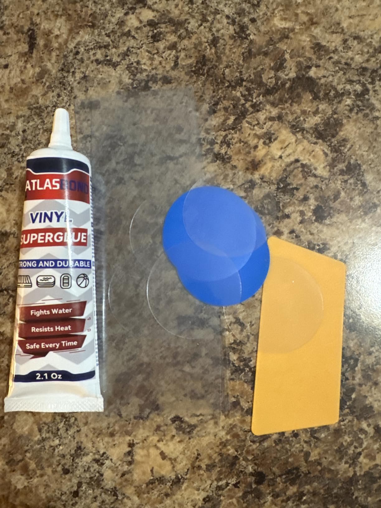 Air Mattress Patch Kit, Heavy Duty Inflatable Patch Repair Kit, Safe, Gentle, and All-in-One Vinyl PVC Glue for Blow Up Bed, Above Pool, Underwater Liners, Bounce House, Hot Tub and More customer photo 1