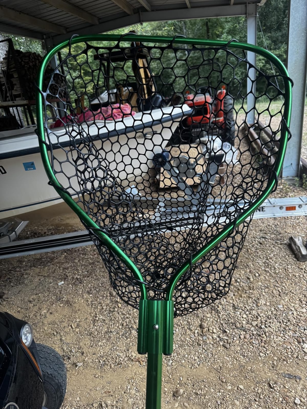 UMT Telescopic Fishing Landing Net 3.6-5 FT, Rubber Mesh, Green | 17