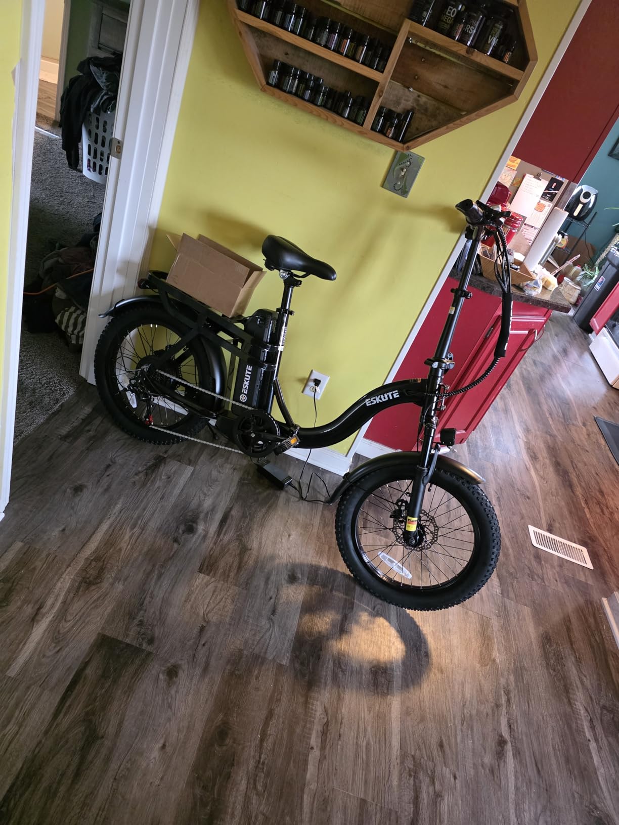 ESKUTE Electric Bike for Adults – 1200W Peak Motor, Folding 20x3 Fat Tire E‑Bike, 48V 13Ah Battery, Step‑Through Cargo Fold Ebike, NFC Unlock, 20+ MPH, 7‑Speed, Up to 55 Miles customer photo 1