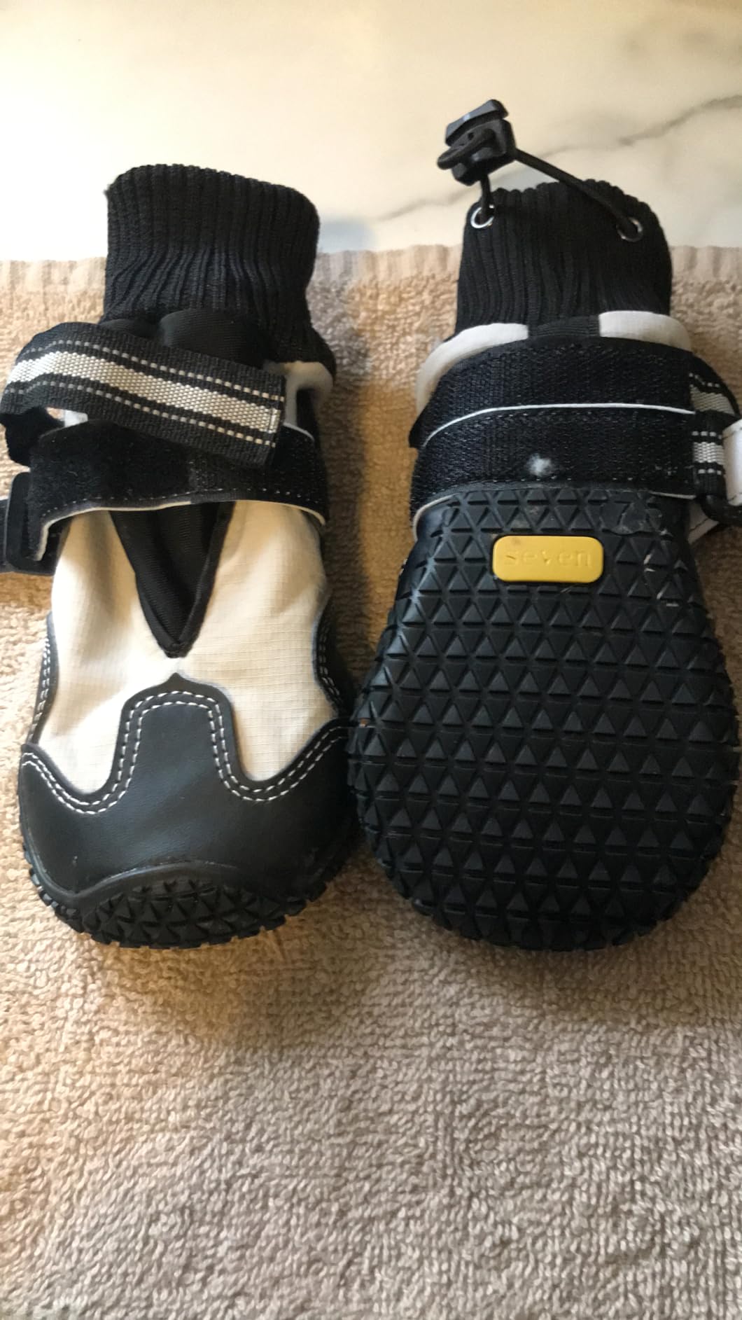SlowTon Dog Boots for Winter Snow - Waterproof Fleece Lined Dog Shoes | Soft Rubber Dog Booties for Outdoor Walking Hiking Rain, Paw Protector for Large Small Medium Dogs, Grey - Black Stitching, 1 customer photo 1