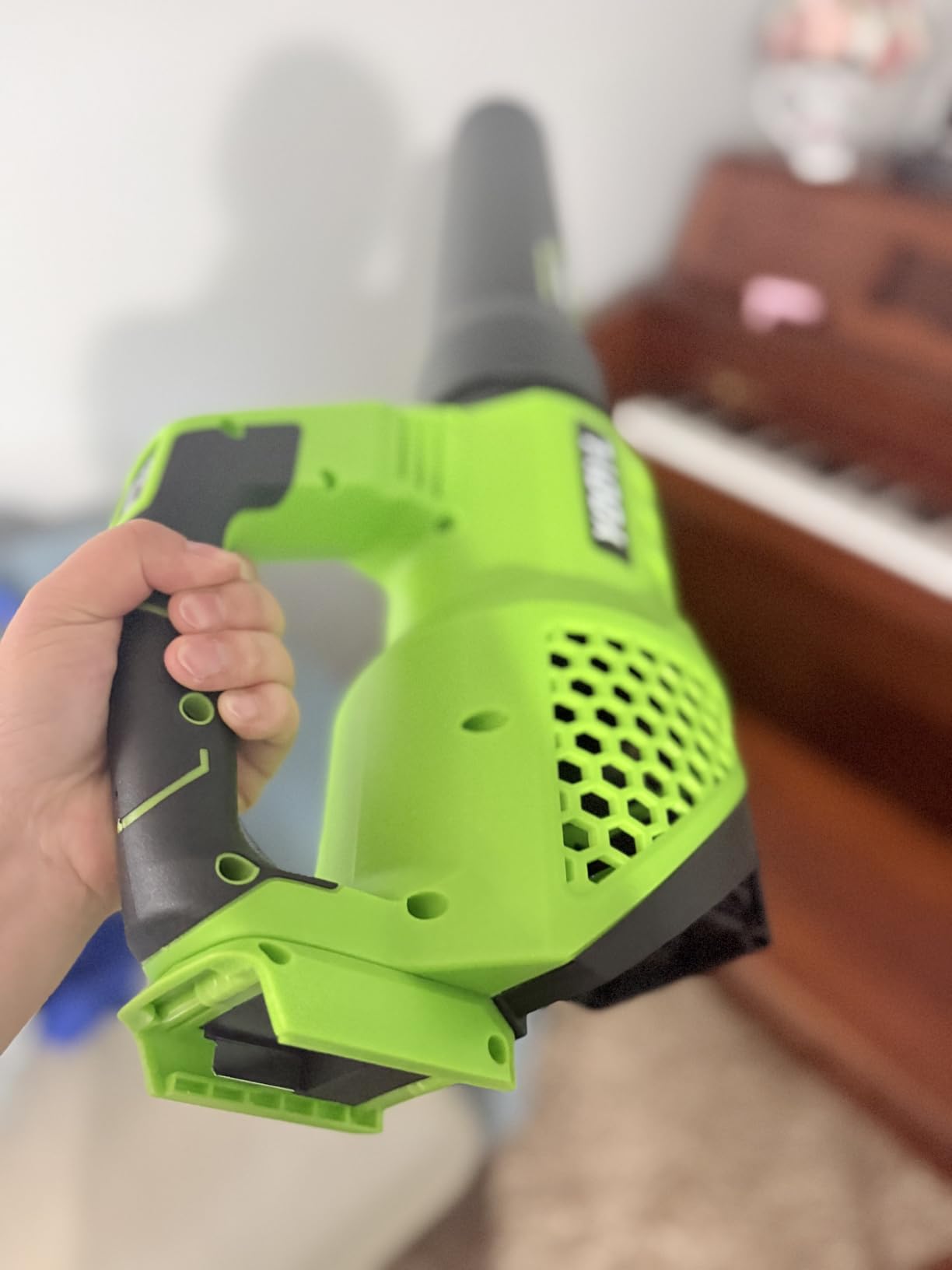 Leaf Blower Cordless, 650CFM Electric Leaf Blowers with 2 x 5.2Ah Batteries and Charger, 3 Speed Modes, 1 x Adjustable Shoulder Strap, Powerful Snow Blowers for Lawn Care, Patio, Dust, Blowing Leaves customer photo 2