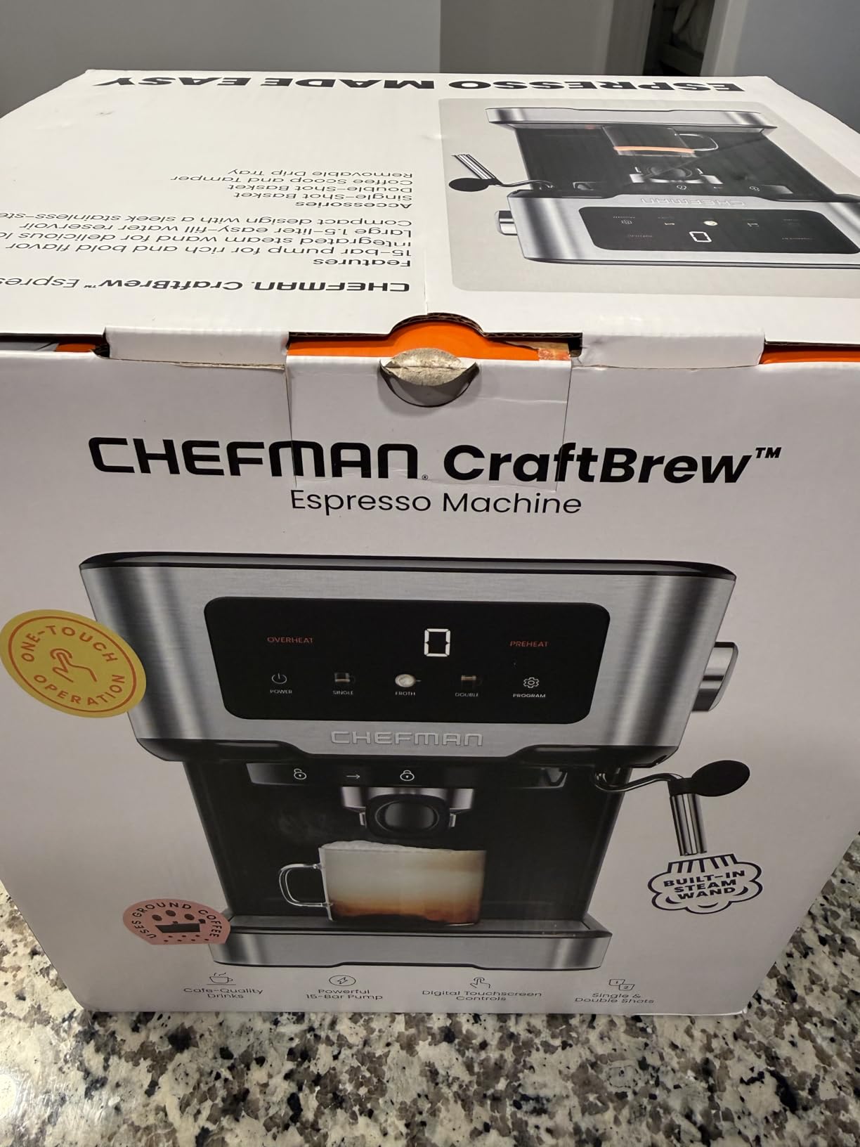 Chefman Crema Supreme 15 Bar Espresso Machine with Milk Frother, Barista Steam Wand, Professional Coffee Maker with Coffee Grinder, 30 Grind Settings, 3L Removable Water Tank - Stainless Steel customer photo 2