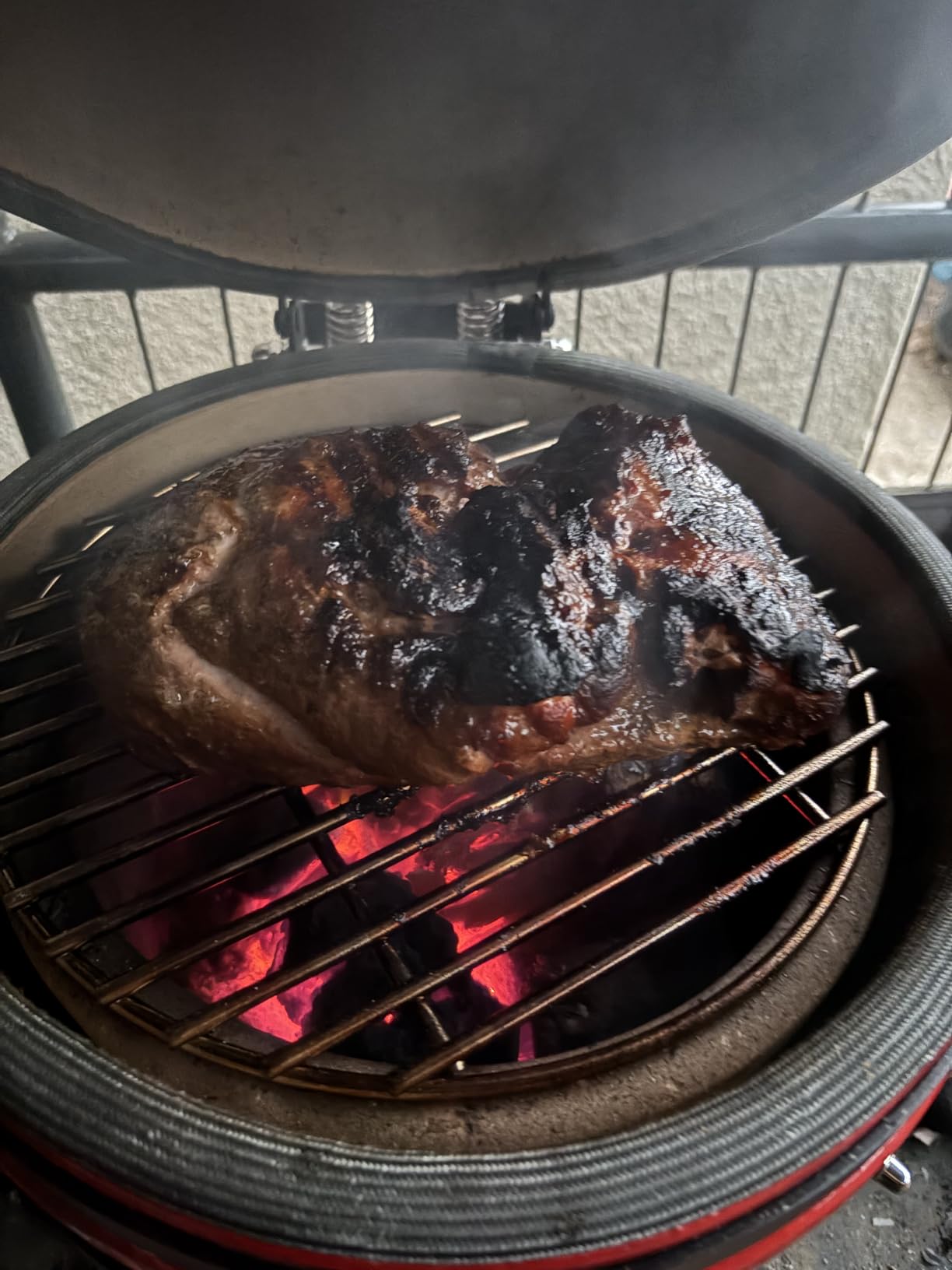 London Sunshine 13-Inch Ceramic Kamado Grill, Waterproof Vent Cap, Green customer photo 2