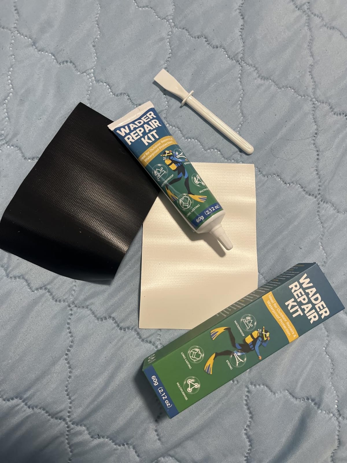 Wetsuit Repair Kit, Wader Patch Kit, Flexible Wader Repair Glue, Durable Waterproof Adhesive Seals Cracks, Rips, Tears & Holes on PVC Inflatables, Tents and More customer photo 1