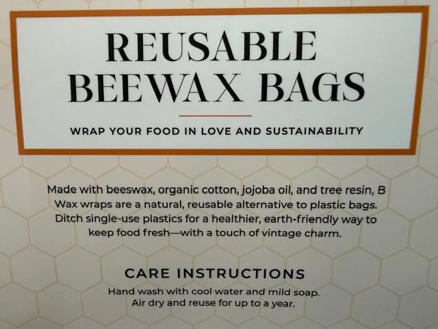 Reusable Beeswax Food Storage Bags - 8 Pack (2 Large, 2 Medium, 4 Small) | Natural Alternative to Plastic | Organic Cotton, Beeswax, Jojoba Oil customer photo 2