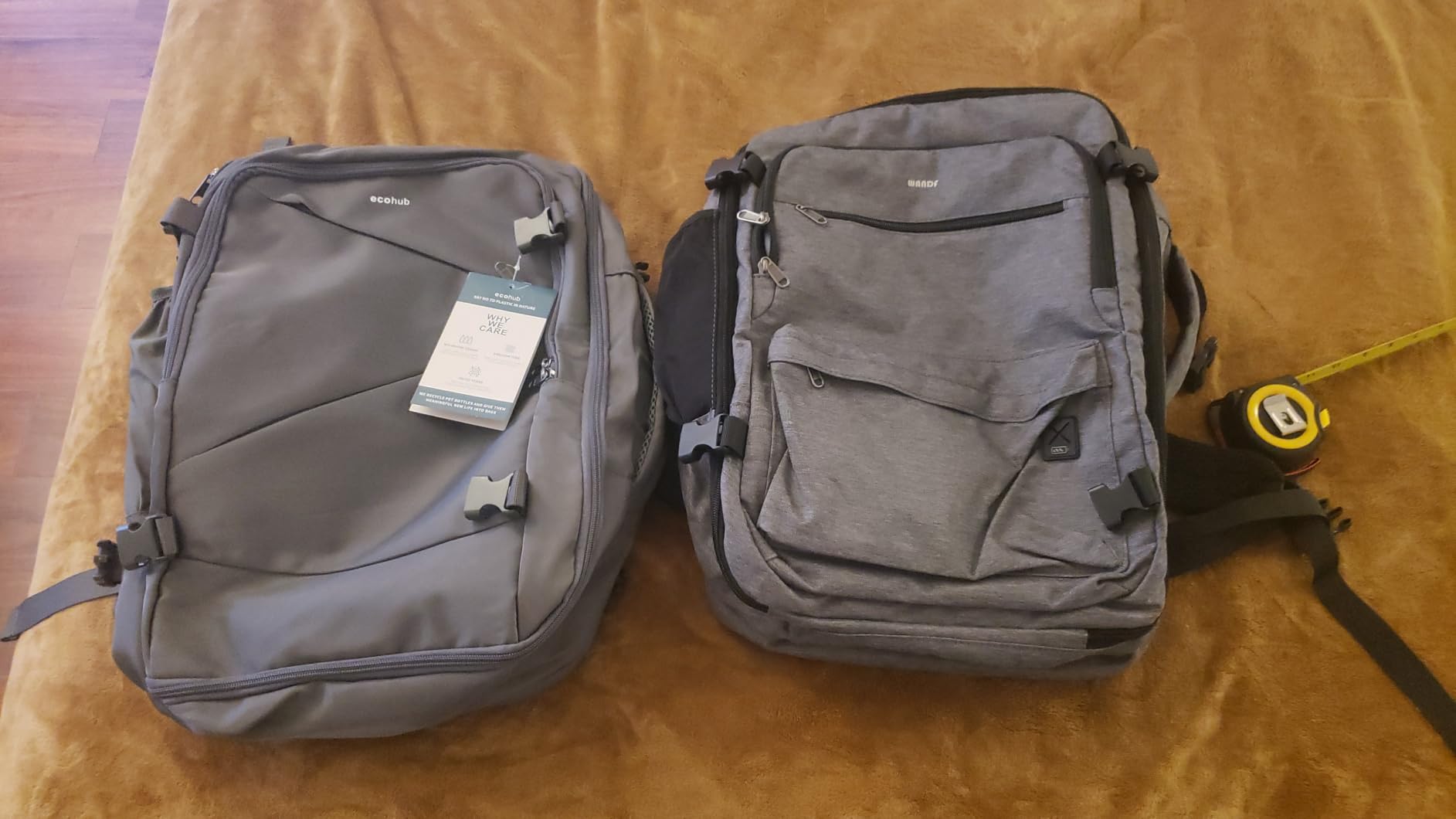 WANDF Personal Item Travel Bag 17x10x9, Carry On Laptop Backpack (Black) customer photo 2