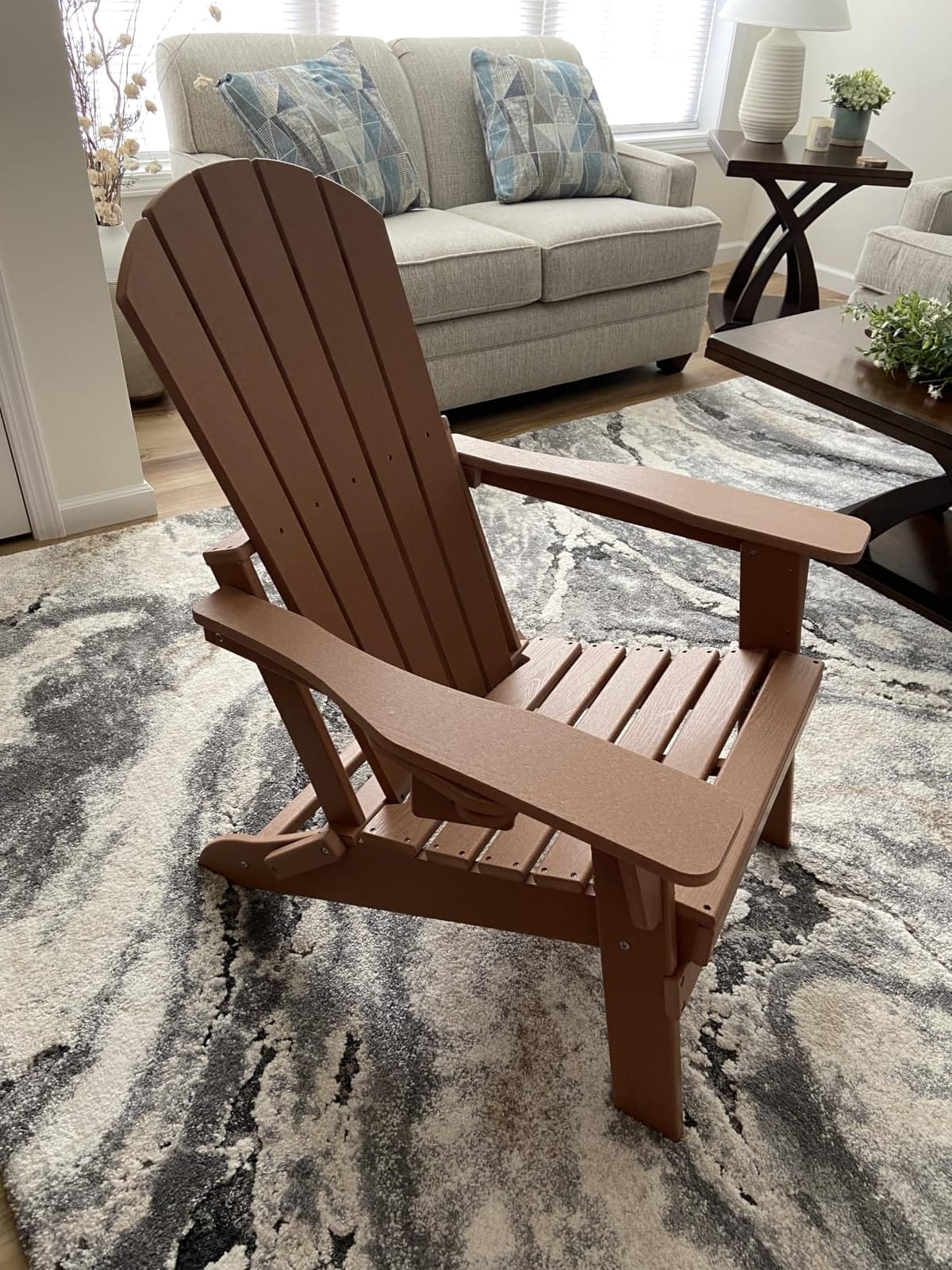 Plawdlik Folding Adirondack Chair Set of 6, Cup Holder，Wooden Textured ，Heavy All-Weather HDPE Comfortable Set Poolside Backyard Lawn, Black customer photo 1