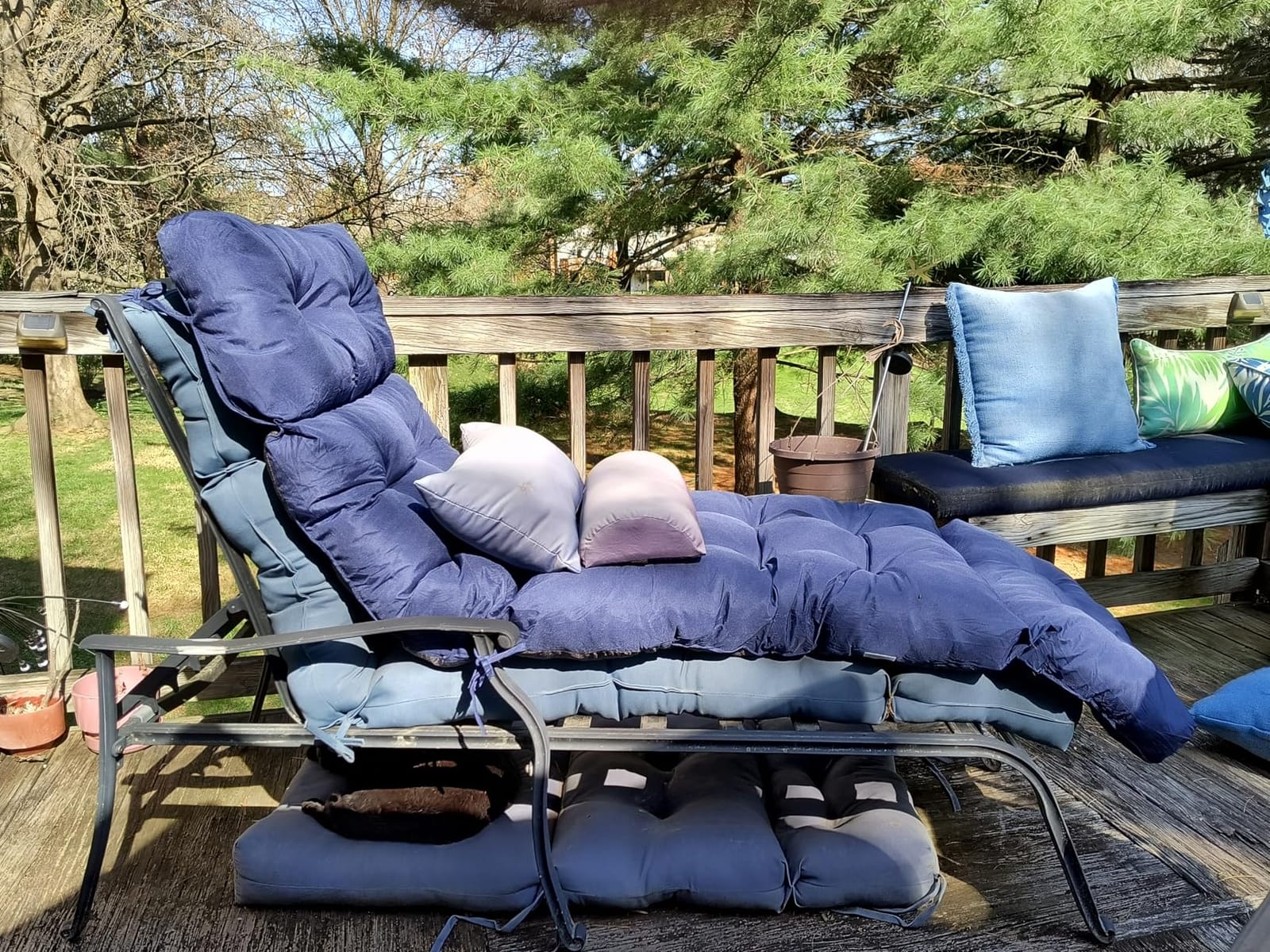 Chaise Lounge Cushions Outdoor, Waterproof & Fade Resistant Patio Lounge Chair Cushions for Outdoor Furniture, Chaise Cushion with Ties for Patio, Pool, Lawn and Beach, 75.1x22.8x4.7 Inch, Navy Blue customer photo 1