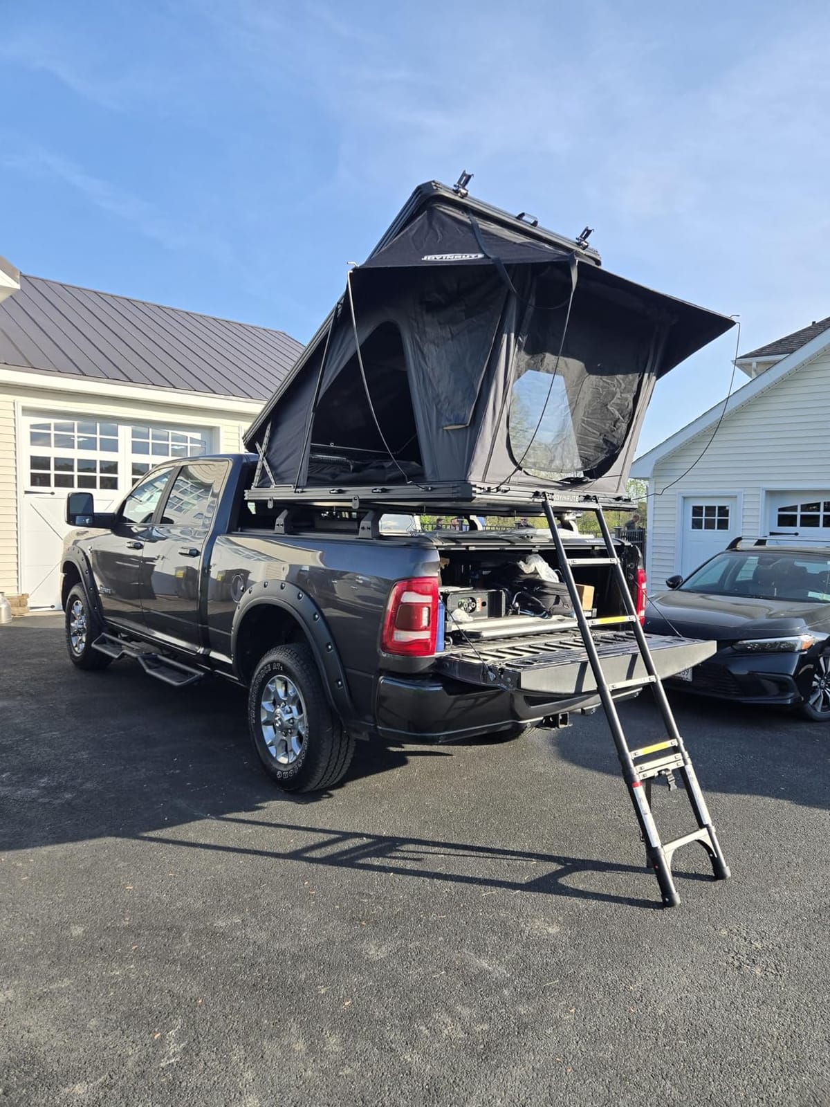 Rooftop Tent Hard Shell with Winter Insulation, Aluminum Pop Up Roof Tent | 360° Surround Light Strip, Integrated luggage rack, Skyview Window, 4-Season Camping Roof Top Tent for Jeep Truck SUV customer photo 1