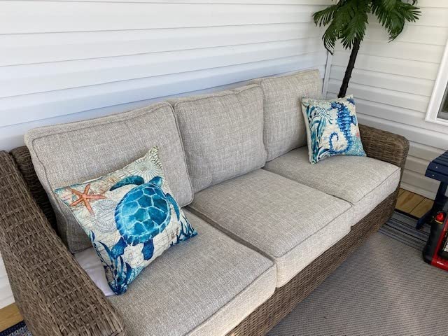 Signature Design by Ashley 3-Seat Outdoor Patio Couch, Handwoven Wicker customer photo 2