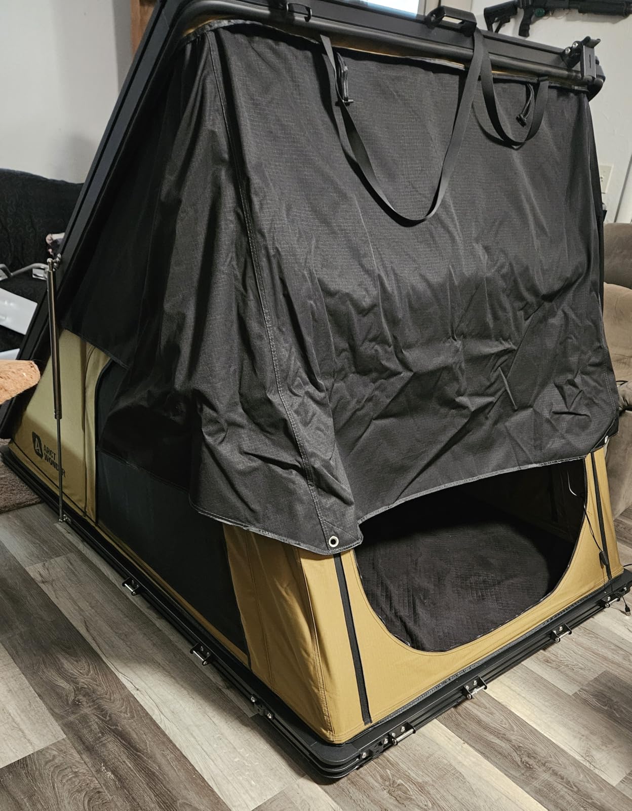 Rooftop Tent Hard Shell with Winter Thermal Layer, Pop Up Car Roof Top Tent | Aluminum Roof Tent Hardshell with Luggage Bar, LED Light Strip, Suitable for Jeep SUV Truck, 4 Season Camping for 2 Person customer photo 1