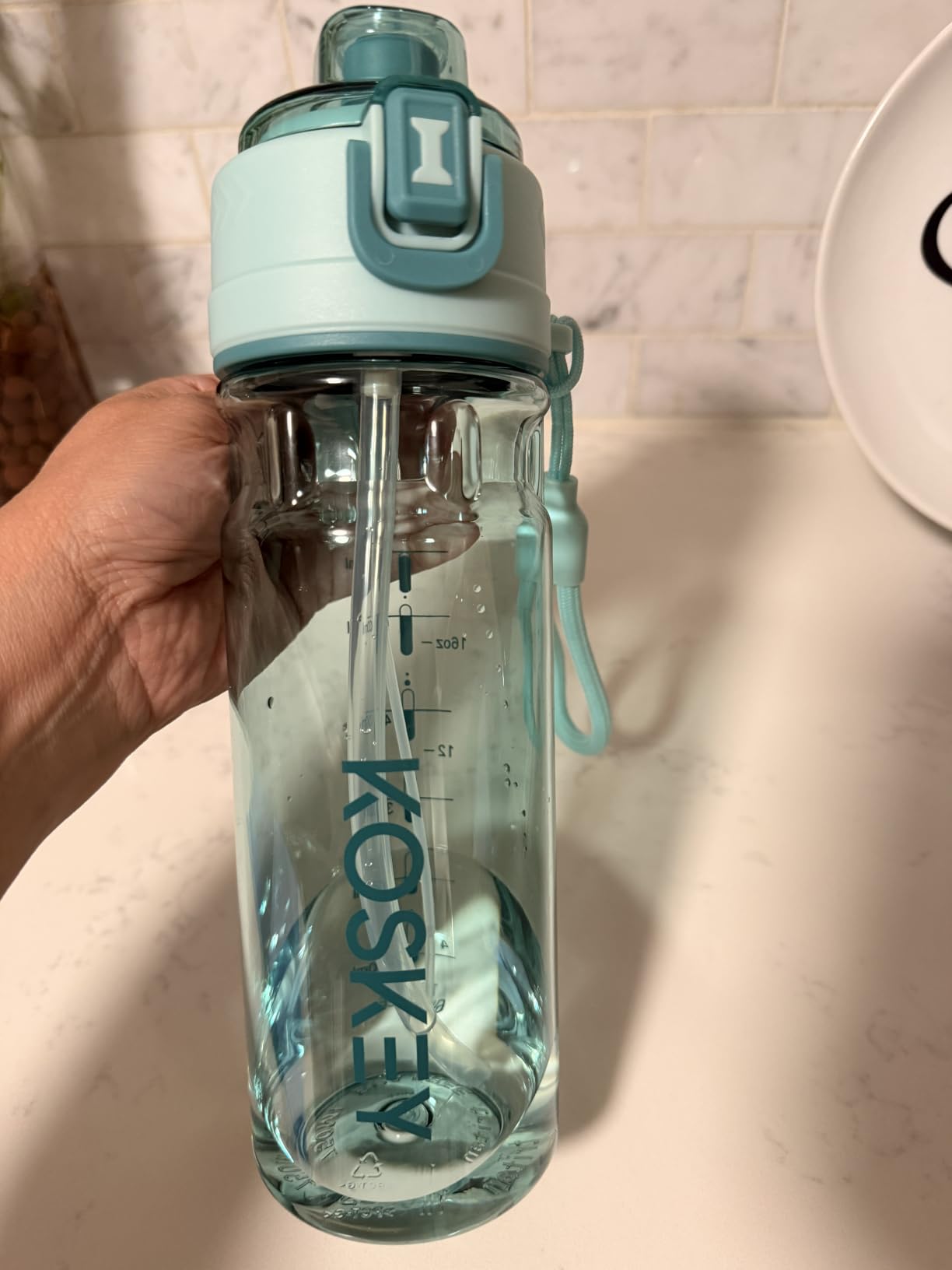 Running Water Bottle with Straw Misting Water Bottle 24 OZ (Black) customer photo 2