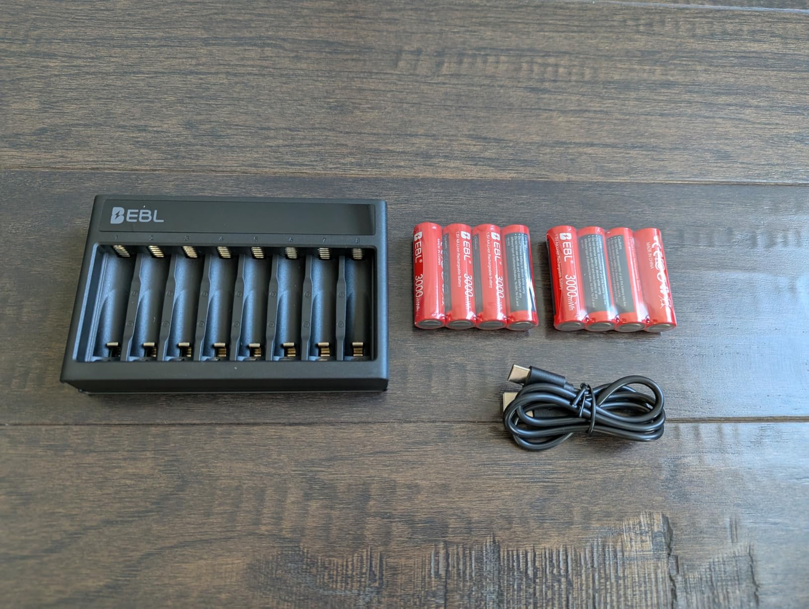 EBL Rechargeable Lithium AA Batteries with Charger, 1.5V Constant 3000mWh customer photo 1