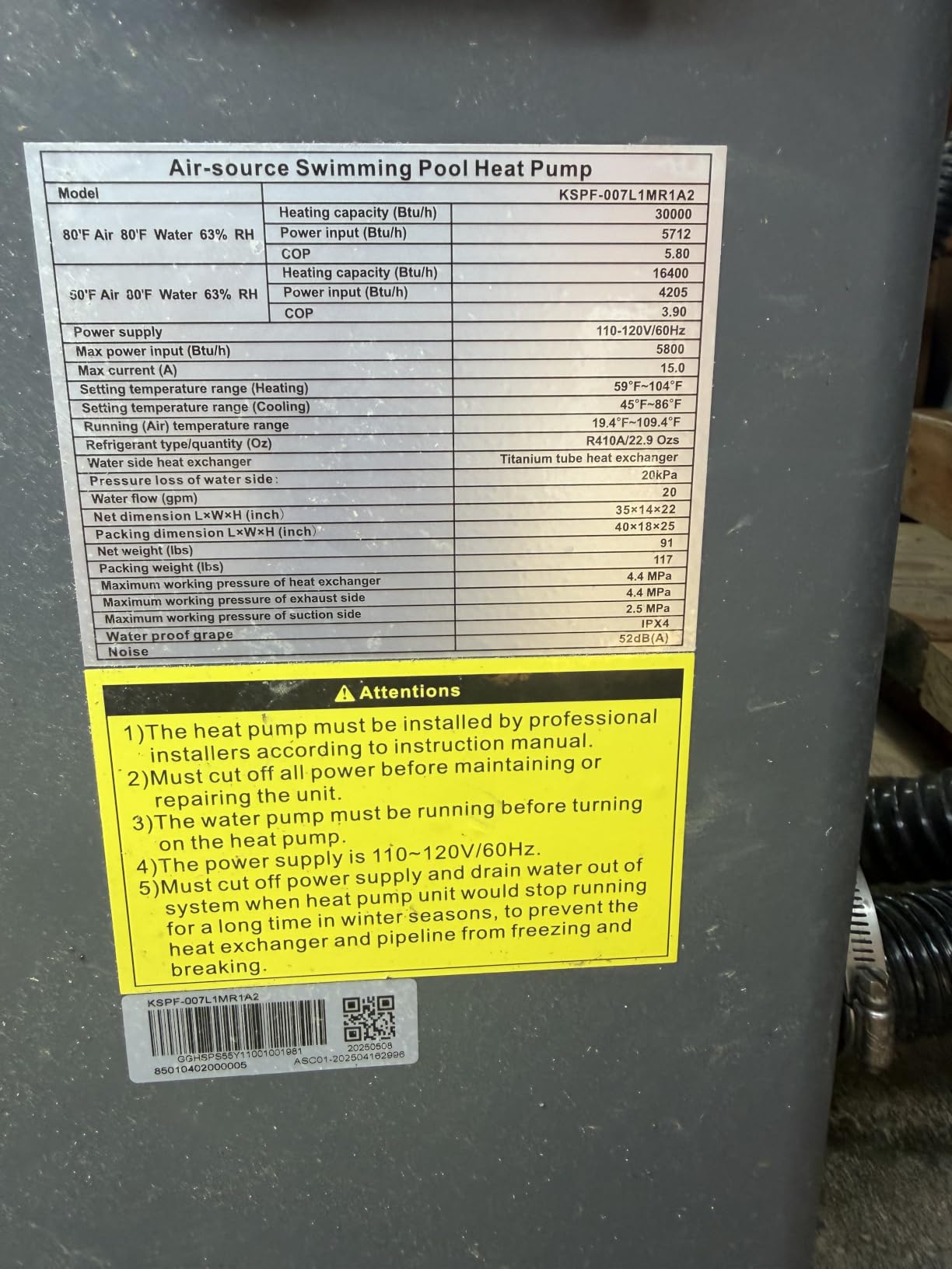 7,000 Gallon Electric Above Ground Pool Heater Heat Pump 110V customer photo 1