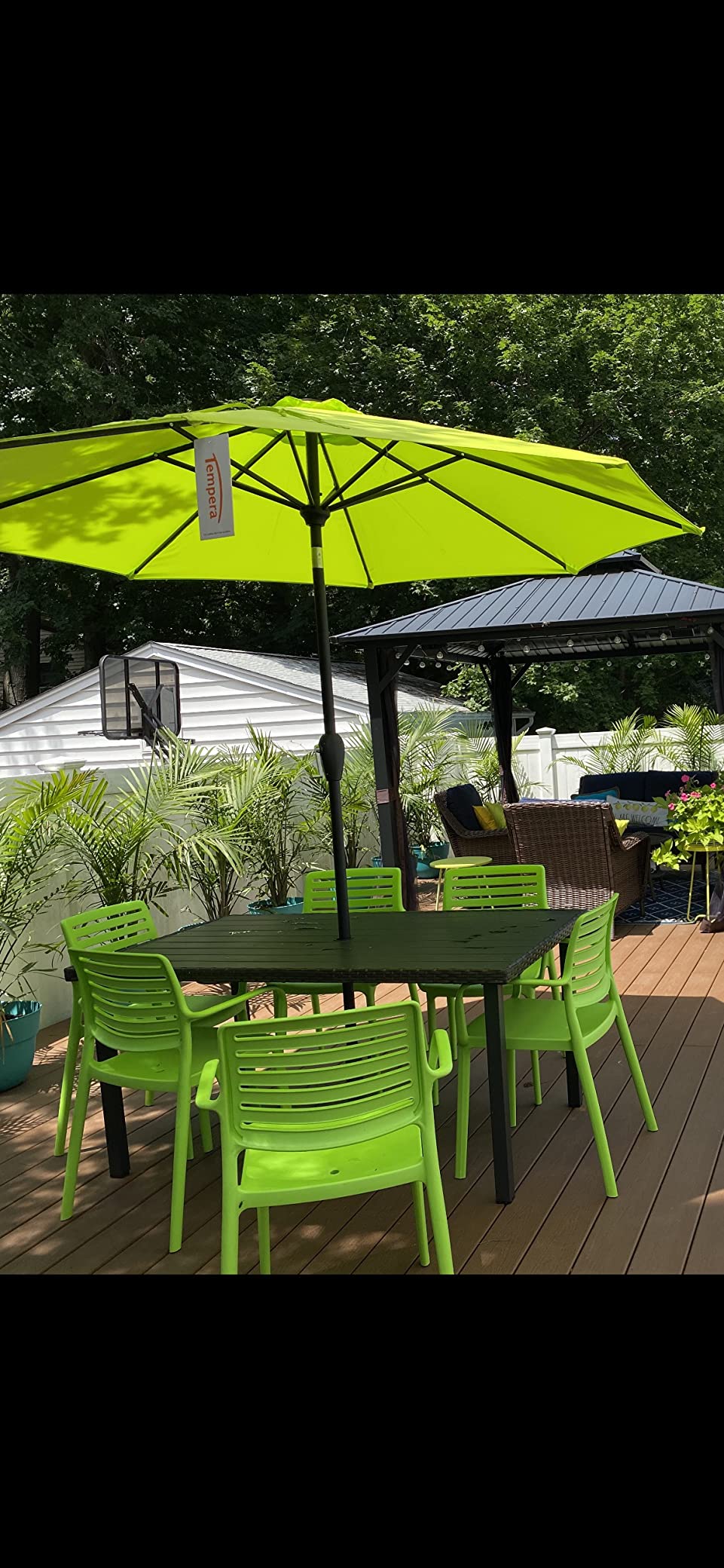 HAPPATIO Outdoor Dining Table for 8, Large Rectangular Aluminum Patio Table with 1.9