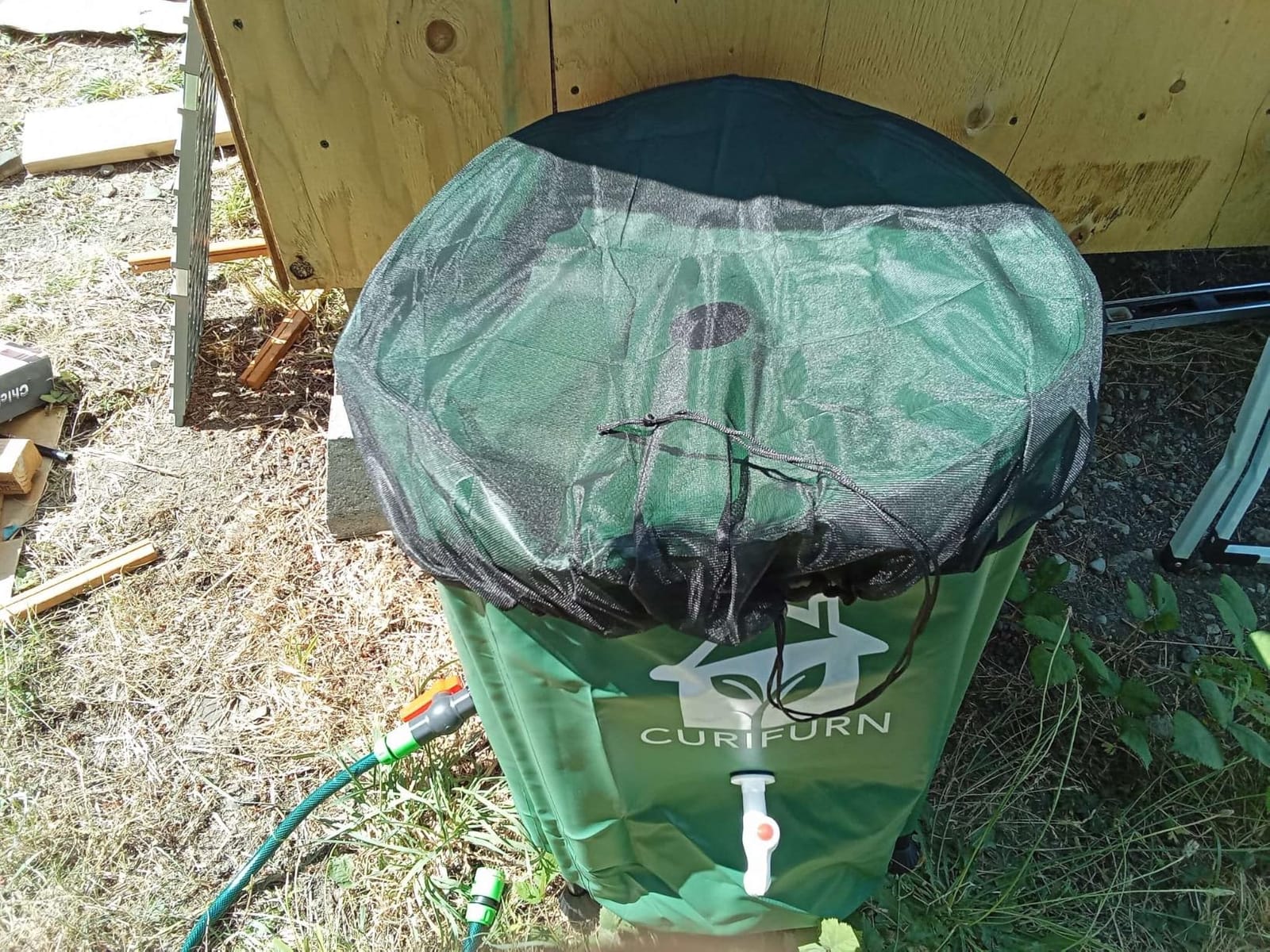 Collapsible Rain Barrel with Spigot, Filter and Overflow Kit | Triple-layer PVC-coated 1000D Oxford fabric, reinforced fiberglass legs, sealed fittings and foldable design for easy storage customer photo 2