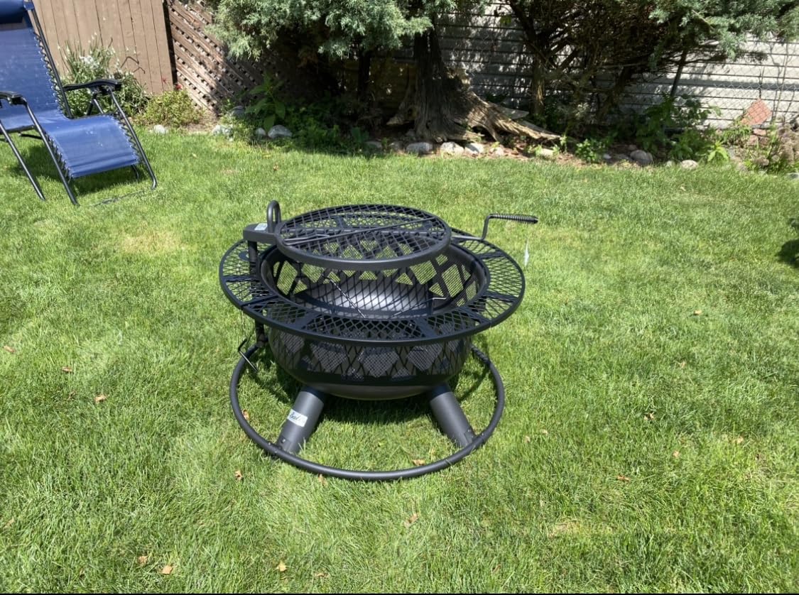 Outdoor Fire Pits for Outside Wood Burning Fire Pit with Cooking Grill customer photo 1