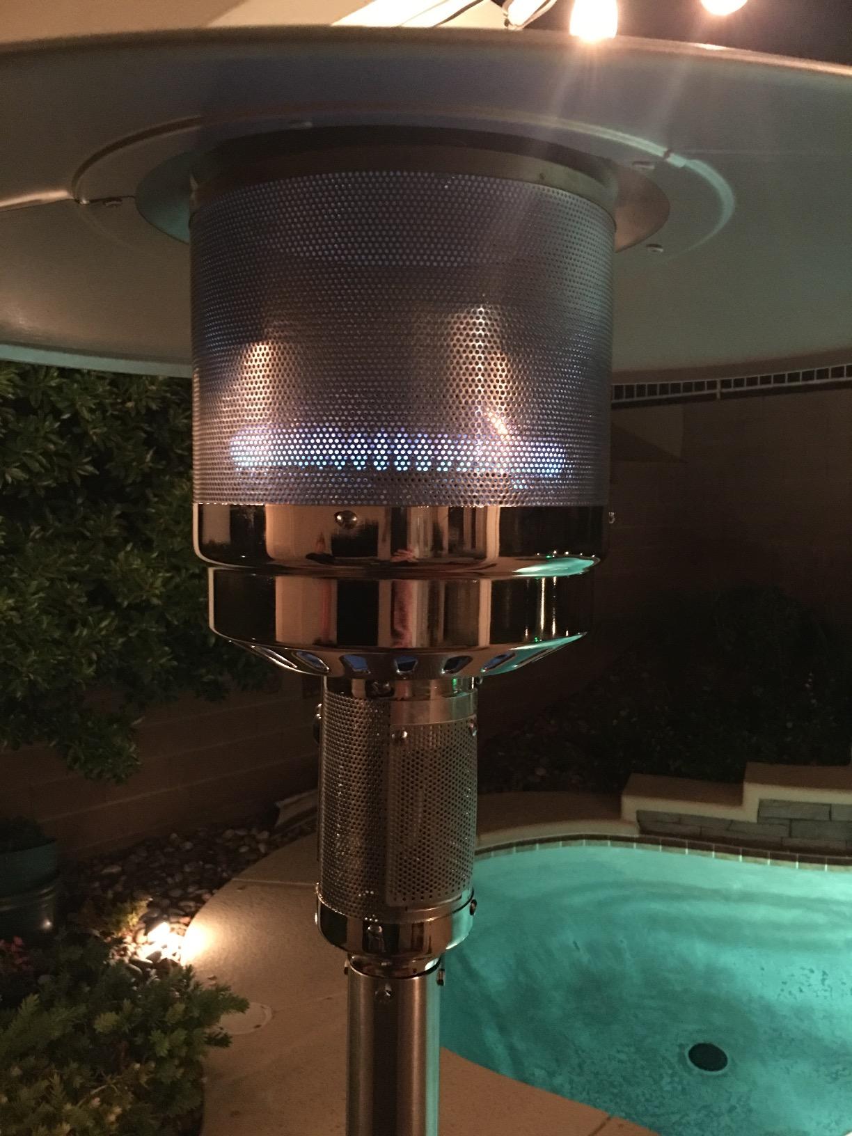 Hiland HLDS01-SSHGT 48,000 BTU Propane Patio Heater with Wheels and Table, Large, Hammered Bronze/SS customer photo 1