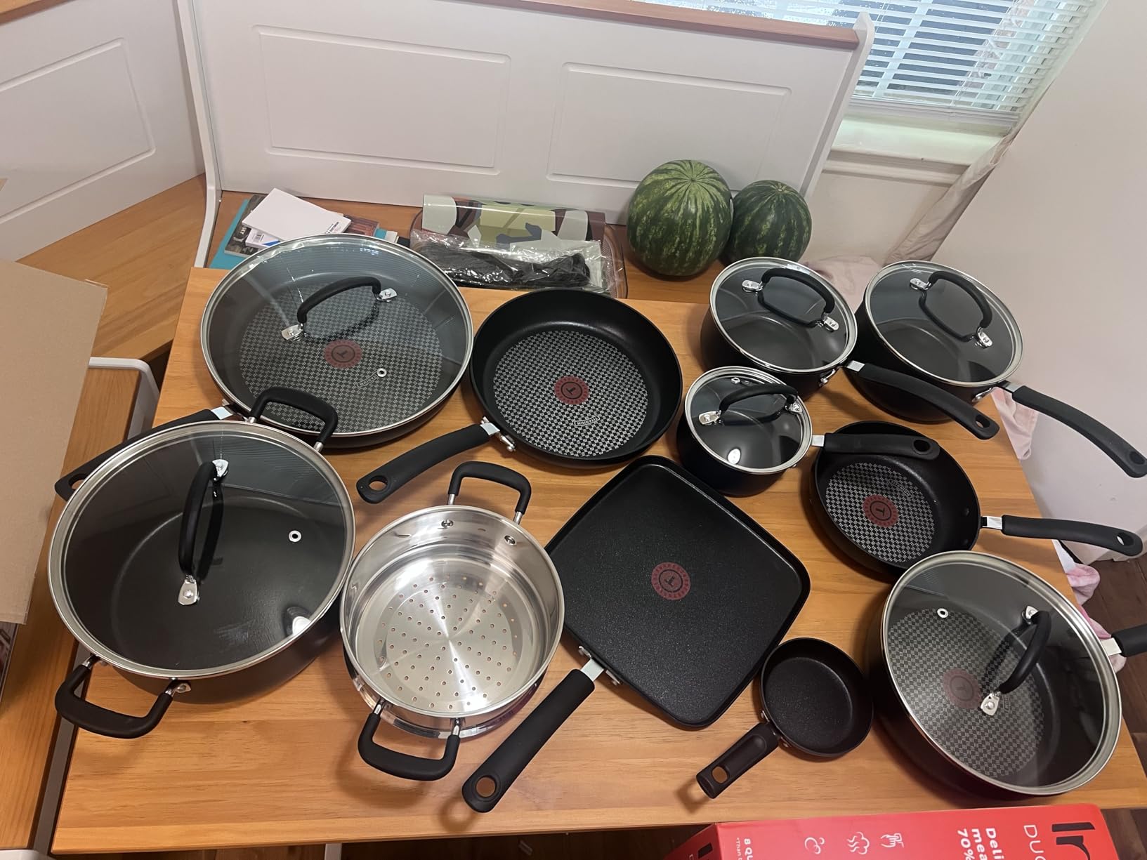 T-Fal Ultimate Hard Anodized Nonstick Pots and Pans Set 17 Piece, Nonstick Cookware Set with Fry Pan, Saucepans, Saute-Pan, Griddle, Dishwasher Safe, Onyx customer photo 2