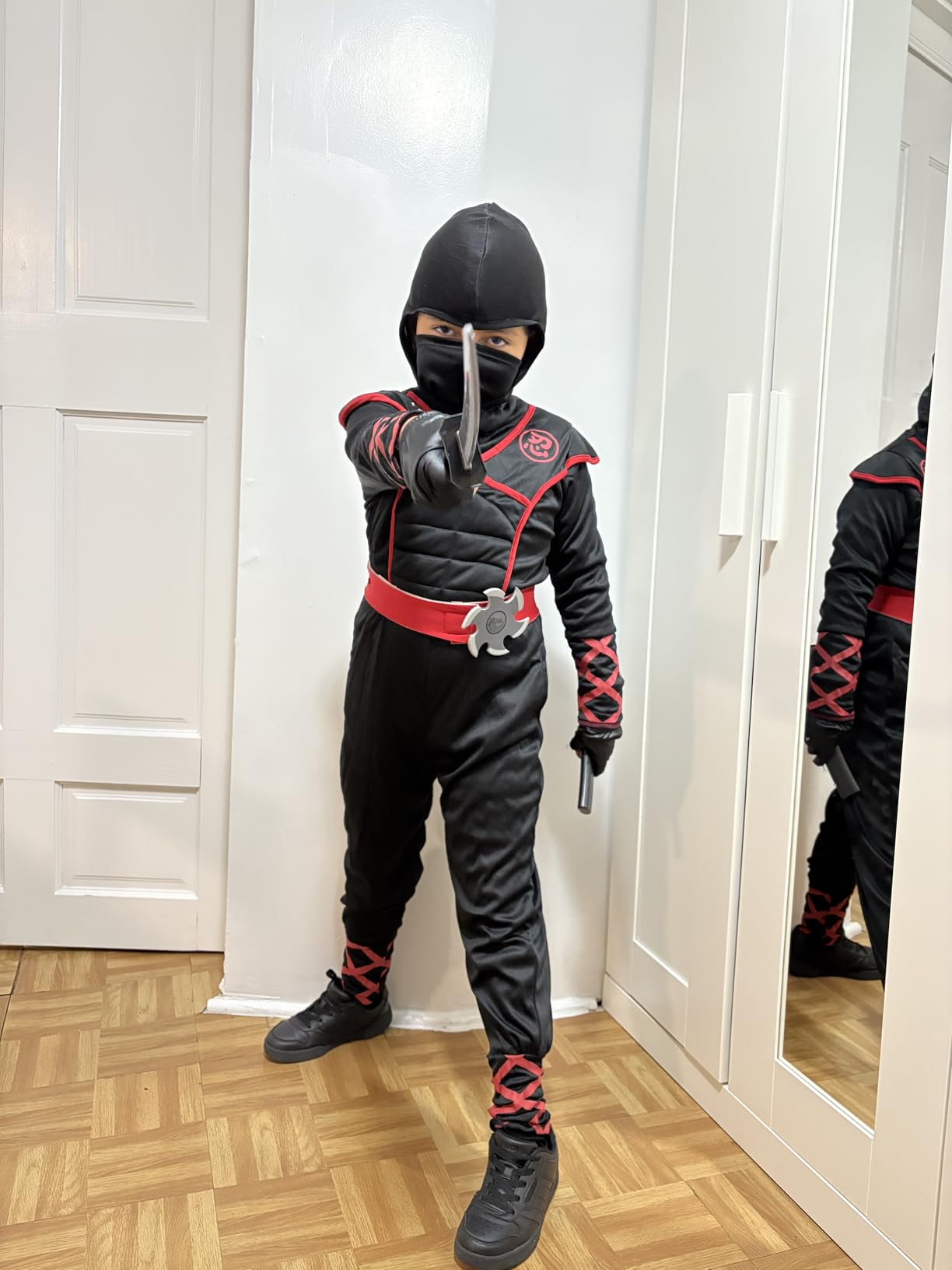 Spooktacular Creations Halloween Ninja Costume, Ninja Outfit Set for Kids, Halloween Costumes for Boys Dress Up Party customer photo 2