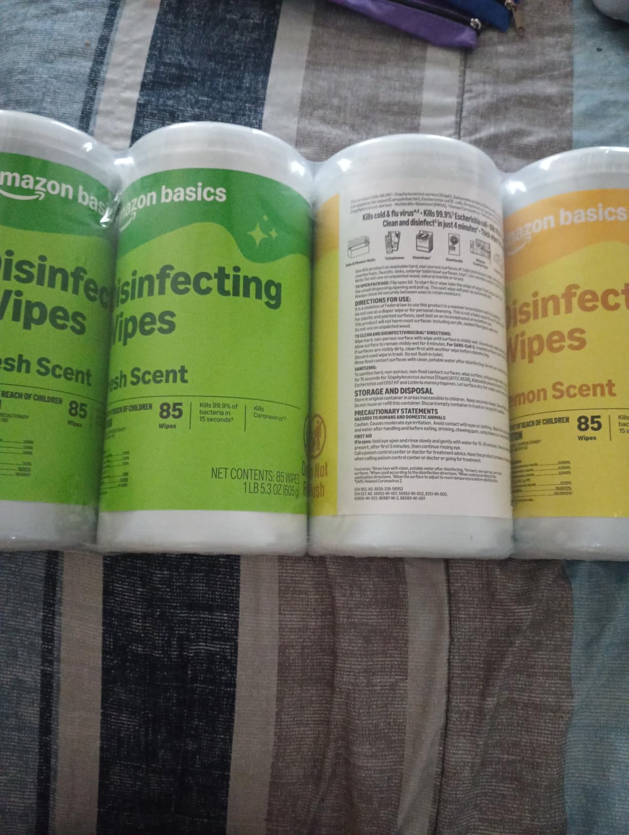 Amazon Basics Disinfecting Wipes, Lemon & Fresh Scent, Sanitizes, Cleans, Disinfects, Deodorizes, 340 Count (4 Packs of 85), Packaging May Vary customer photo 1