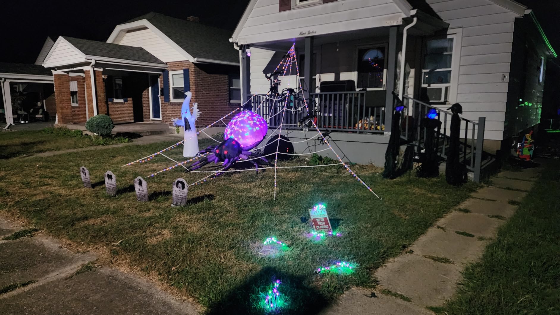 GOOSH 6 FT/12 FT Halloween Inflatables Ghost Outdoor Decorations Blow Up Yard Scary Red Eye Dimming Ghost with Built-in Colorful LEDs for Garden Lawn Indoor Party Decor customer photo 1