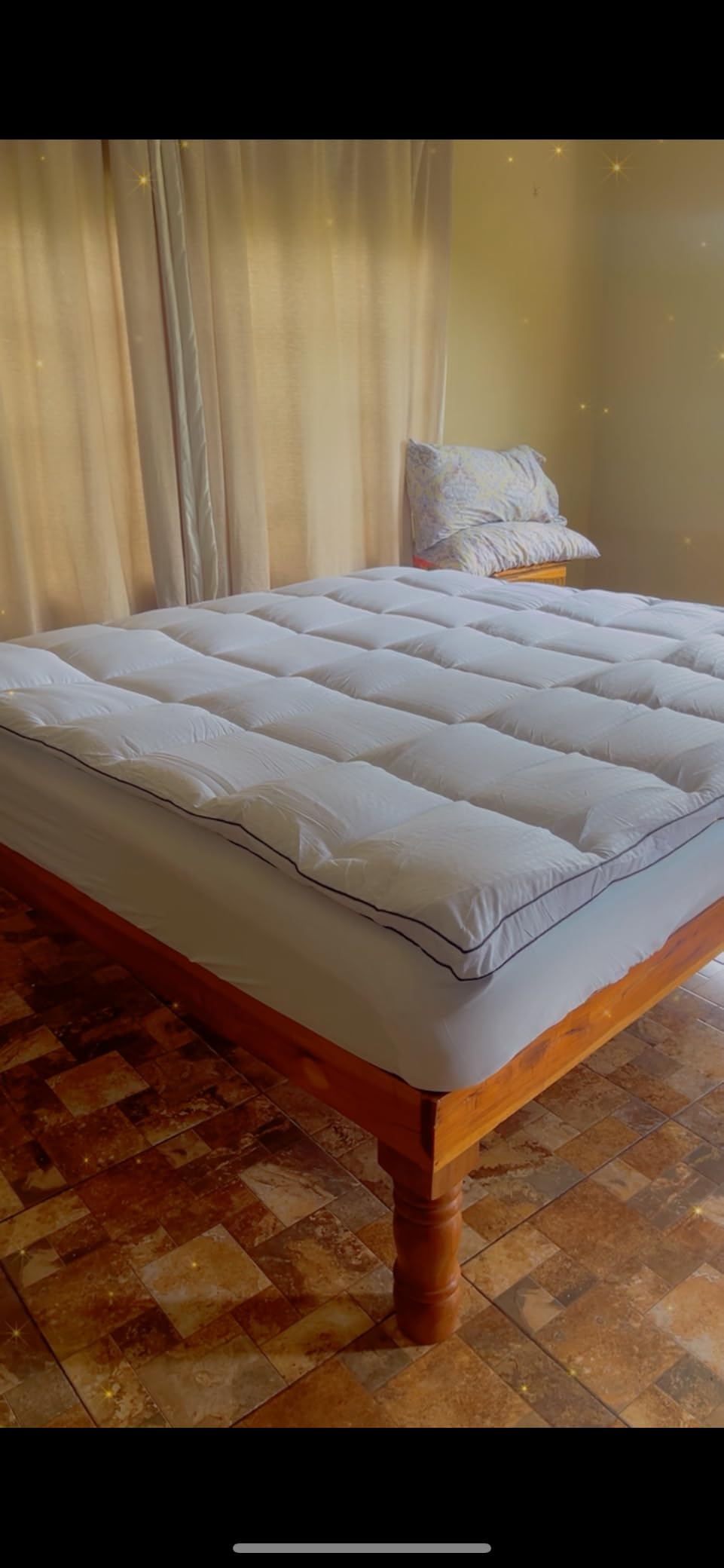 MASVIS King Size Dual Layer 4 Inch Memory Foam Mattress Topper, 2 Inch Gel Memory Foam and 2 Inch Cooling Pillow Top Mattress Pad Cover for Back Pain, Medium Support customer photo 1