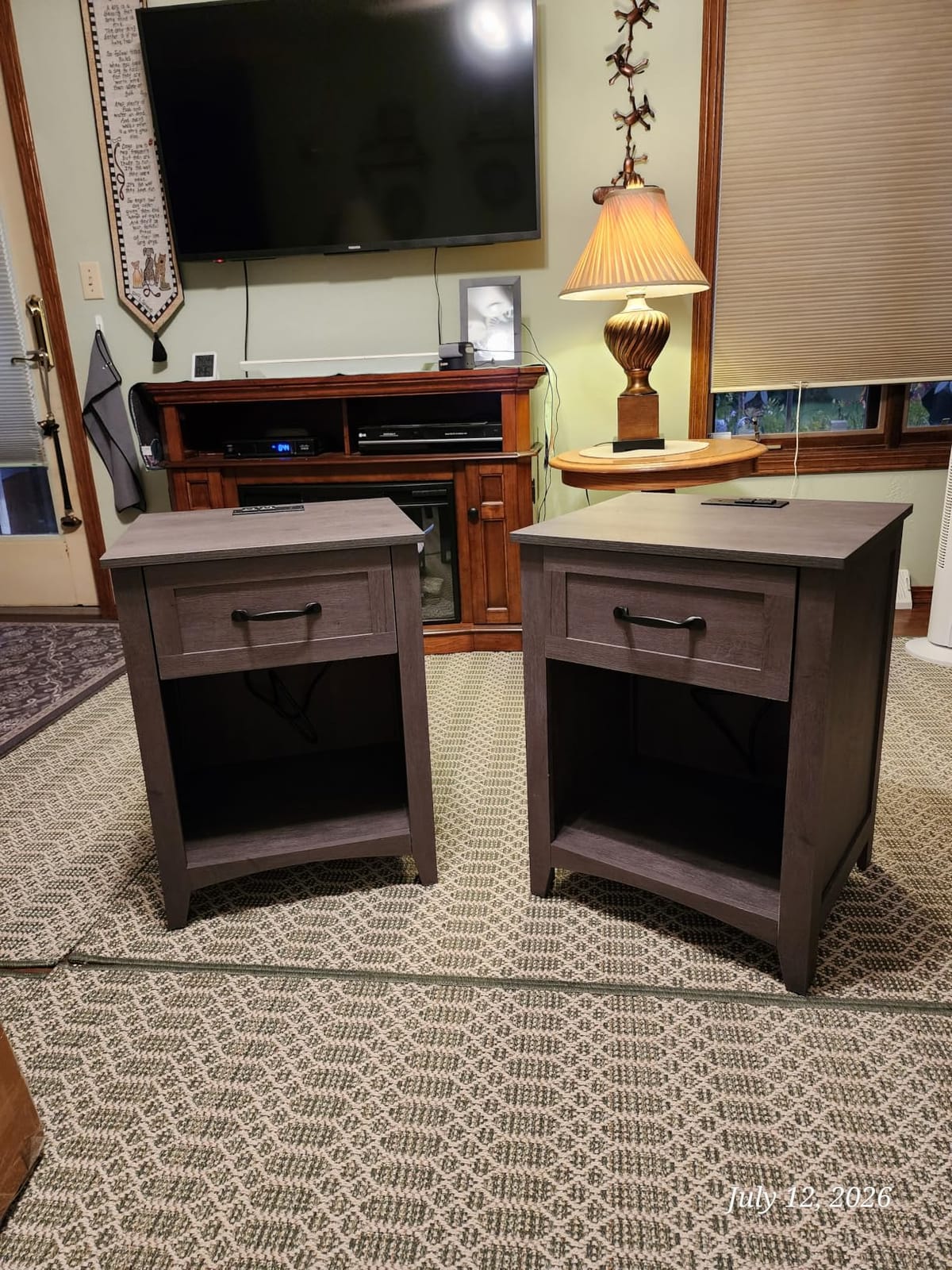 VASAGLE Farmhouse Nightstands with Charging Station, 1 Drawer, Set of 2 customer photo 1
