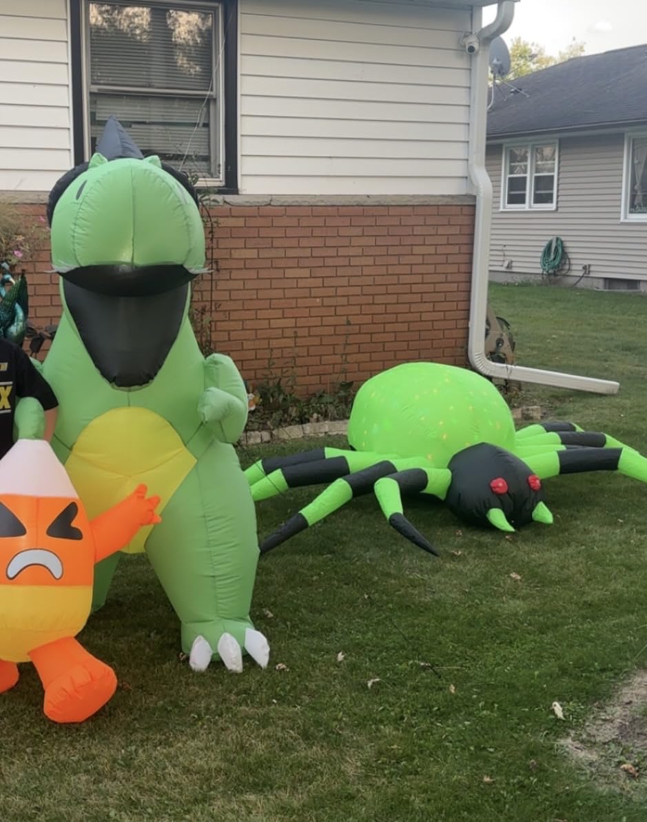 COMIN 9FT Halloween Inflatables Decorations Green Spider Yard LEDs Decor customer photo 2