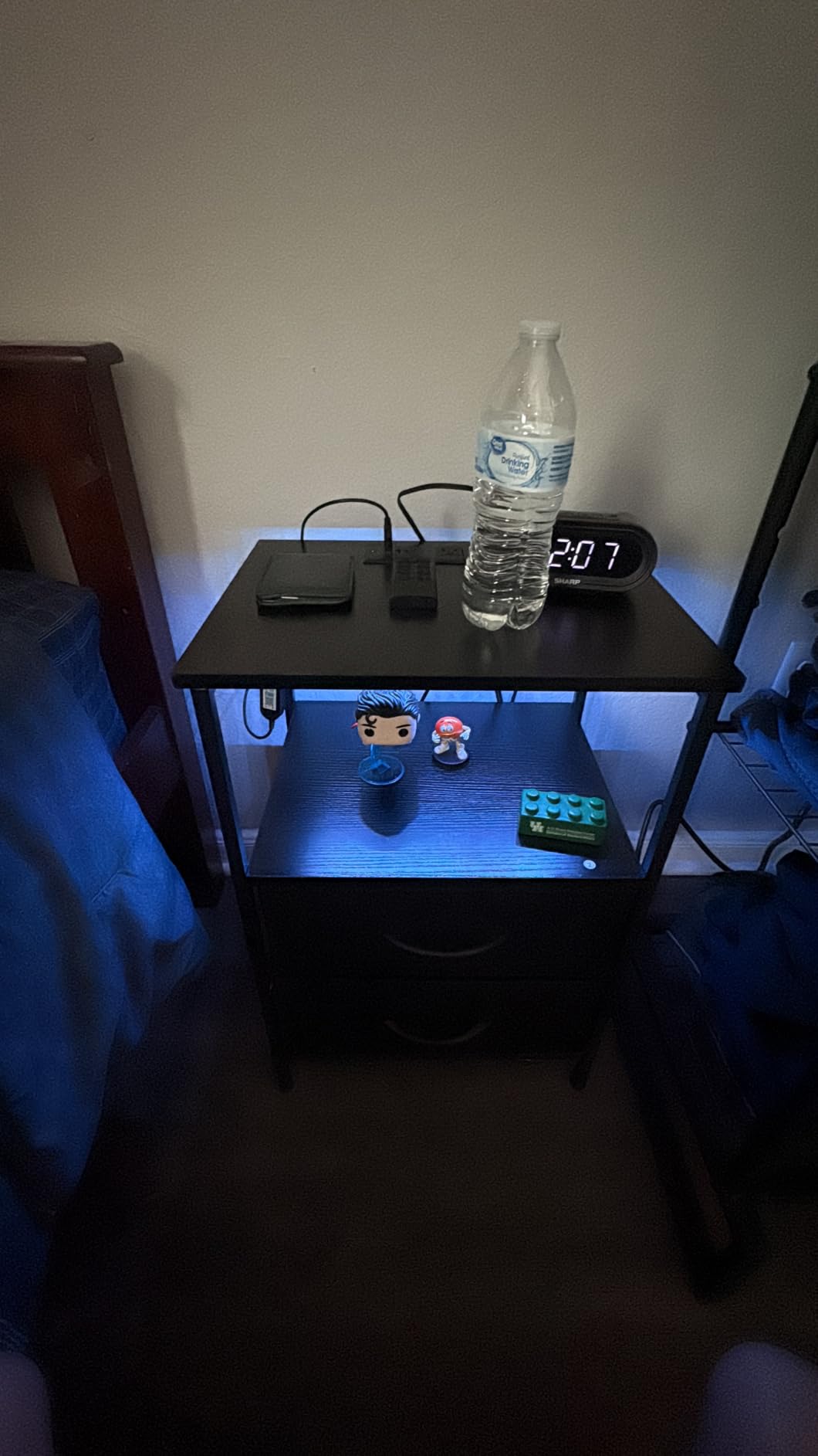Huuger Night Stand with Charger Station and LED Lights, 2 Drawer Nightstand customer photo 1