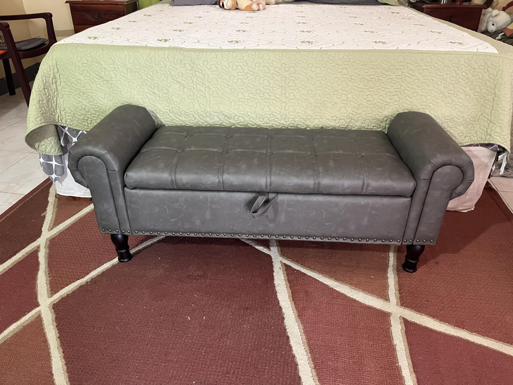 Apicizon Storage Bench for Bedroom, Upholstered End of Bed Bench, 51