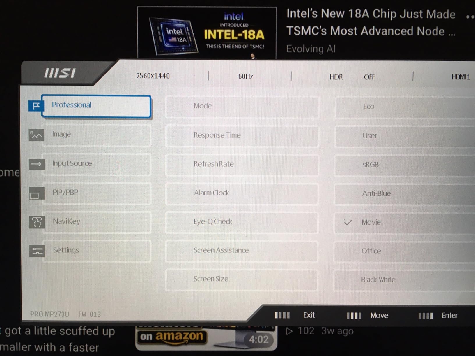 msi PRO MP273U, IPS 3840 x 2160 (UHD) Computer Monitor, 4K, 60 Hz, Adaptive-Synch, HDMI, DisplayPort, 4ms (GTG), Black customer photo 2