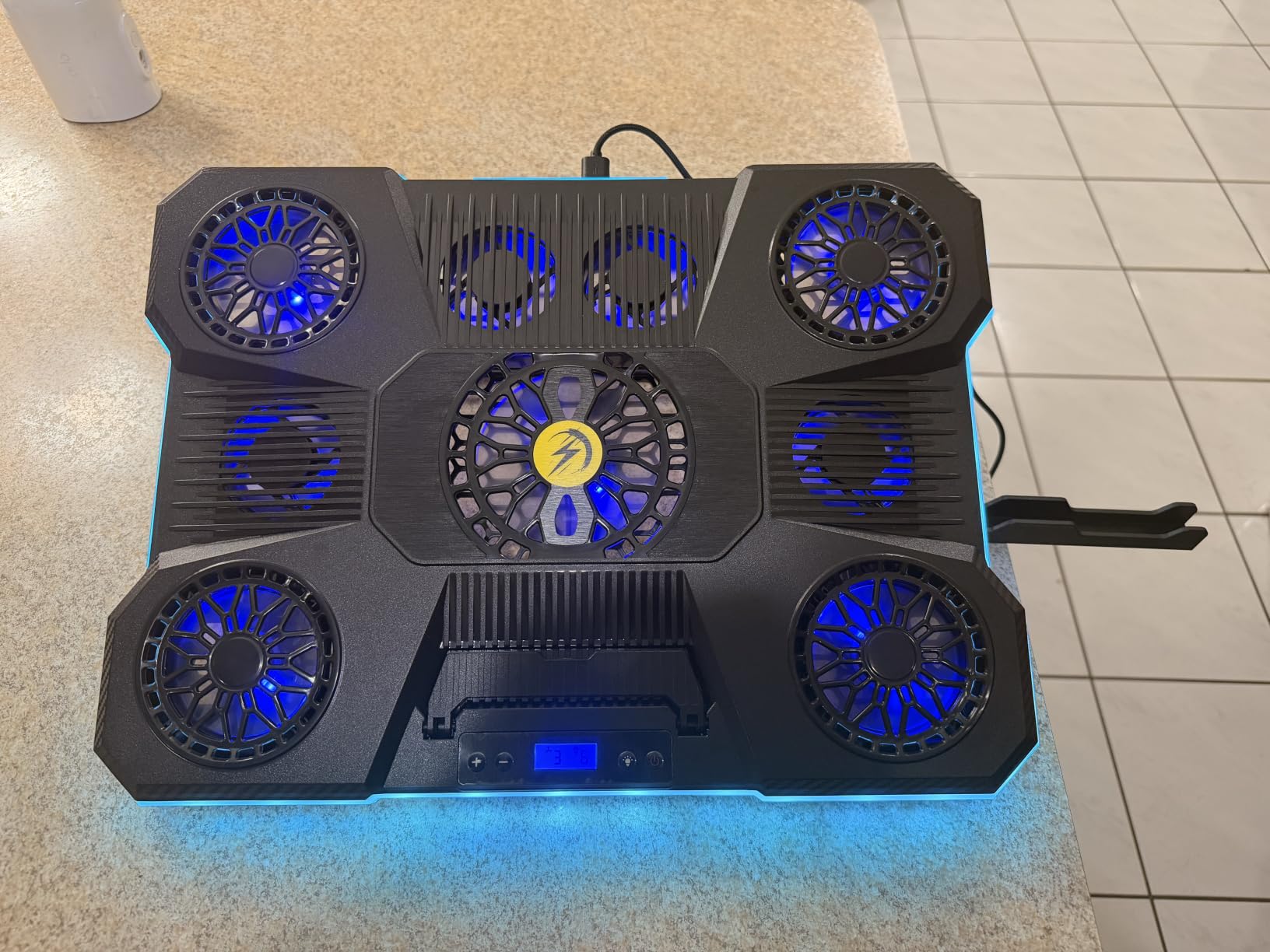 ChillCore Laptop Cooling Pad, RGB Lights Laptop Cooler 9 Fans for 15.6-19.3 Inch Laptops, Gaming Laptop Fan Cooling Pad with 8 Height Stands, 2 USB Ports - A21 Blue customer photo 1
