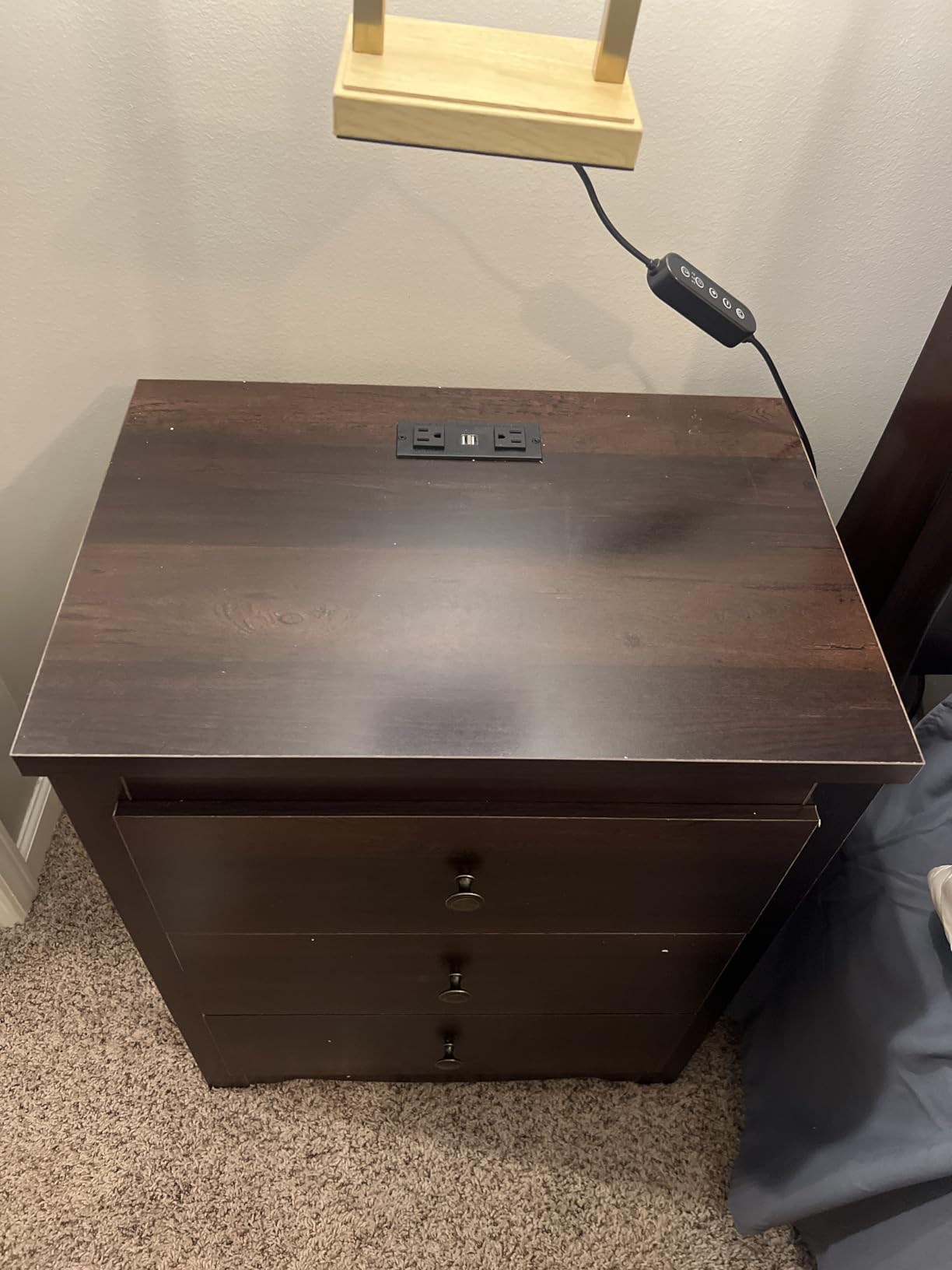 WLIVE Tall Nightstand with Charging Station, Wood Night Stand with 3 Drawers Storage, Bedside Table End Side Tables with 2 USB Ports and Outlets for Bedroom, Closet, Espresso customer photo 2