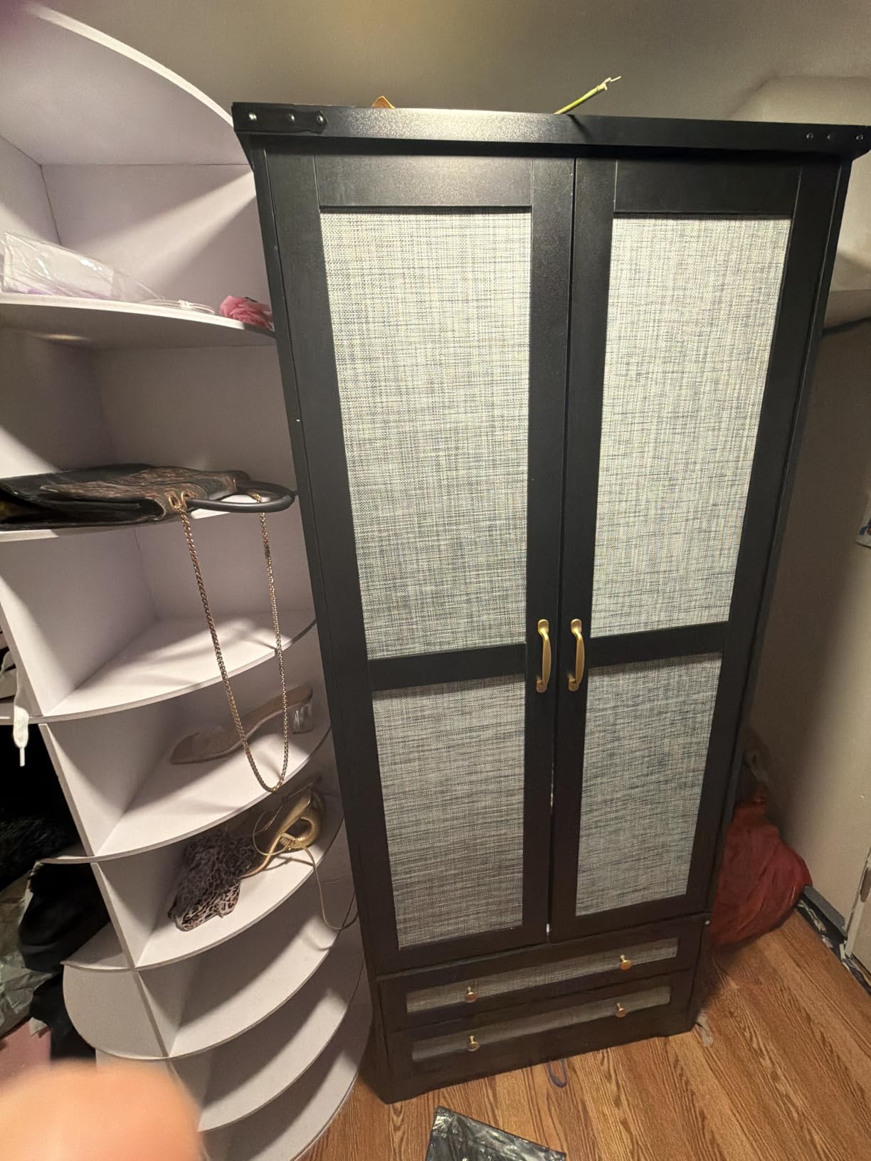 Brafab 2 Doors Wooden Armoire Wardrobe Closet with 2 Drawers, Natural customer photo 1
