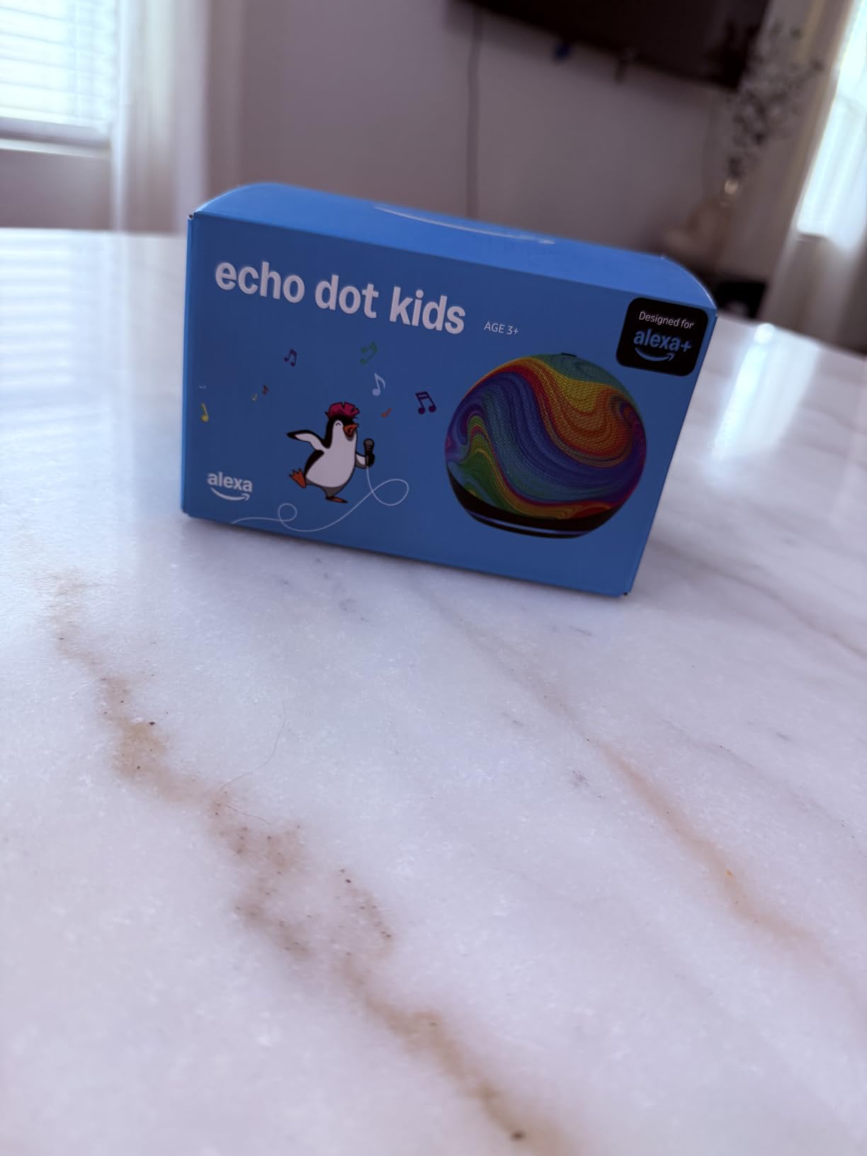 Amazon Echo Dot Kids (newest model), Smart speaker to enjoy age-appropriate audiobooks, sleep routines and Alexa+ experiences to create and learn, Stardust design customer photo 1