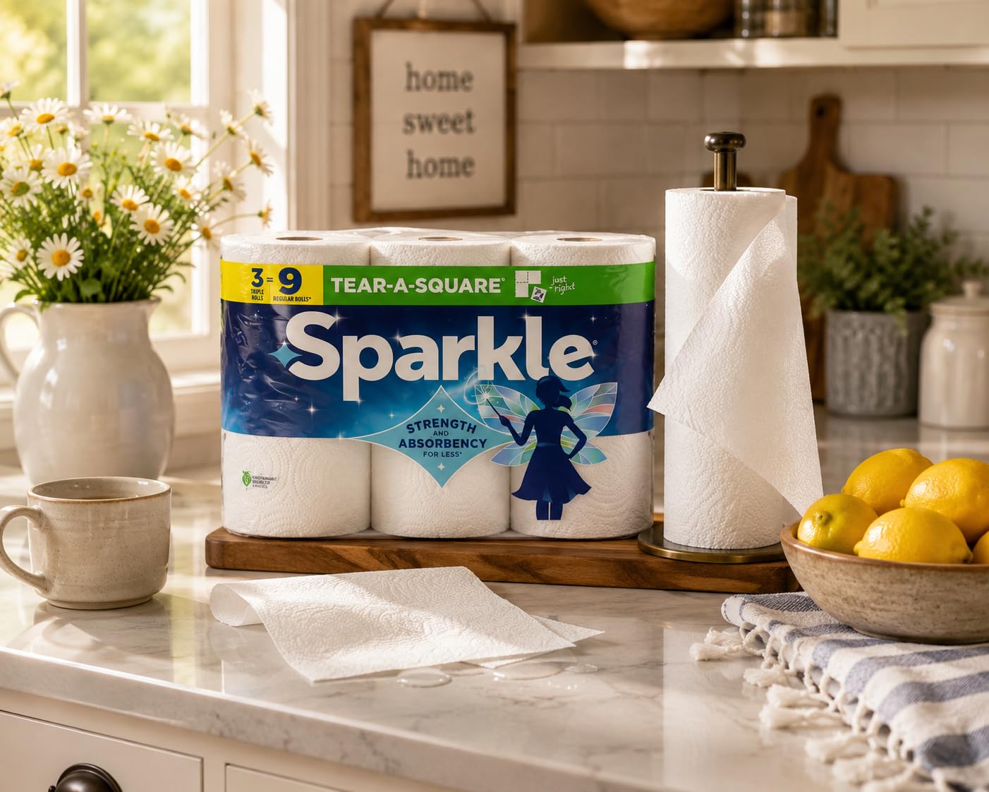 Sparkle Tear-A-Square Paper Towels, 12 Double Rolls - Strong 2-Ply Towels for Kitchen Cleanup and Everyday Messes customer photo 1