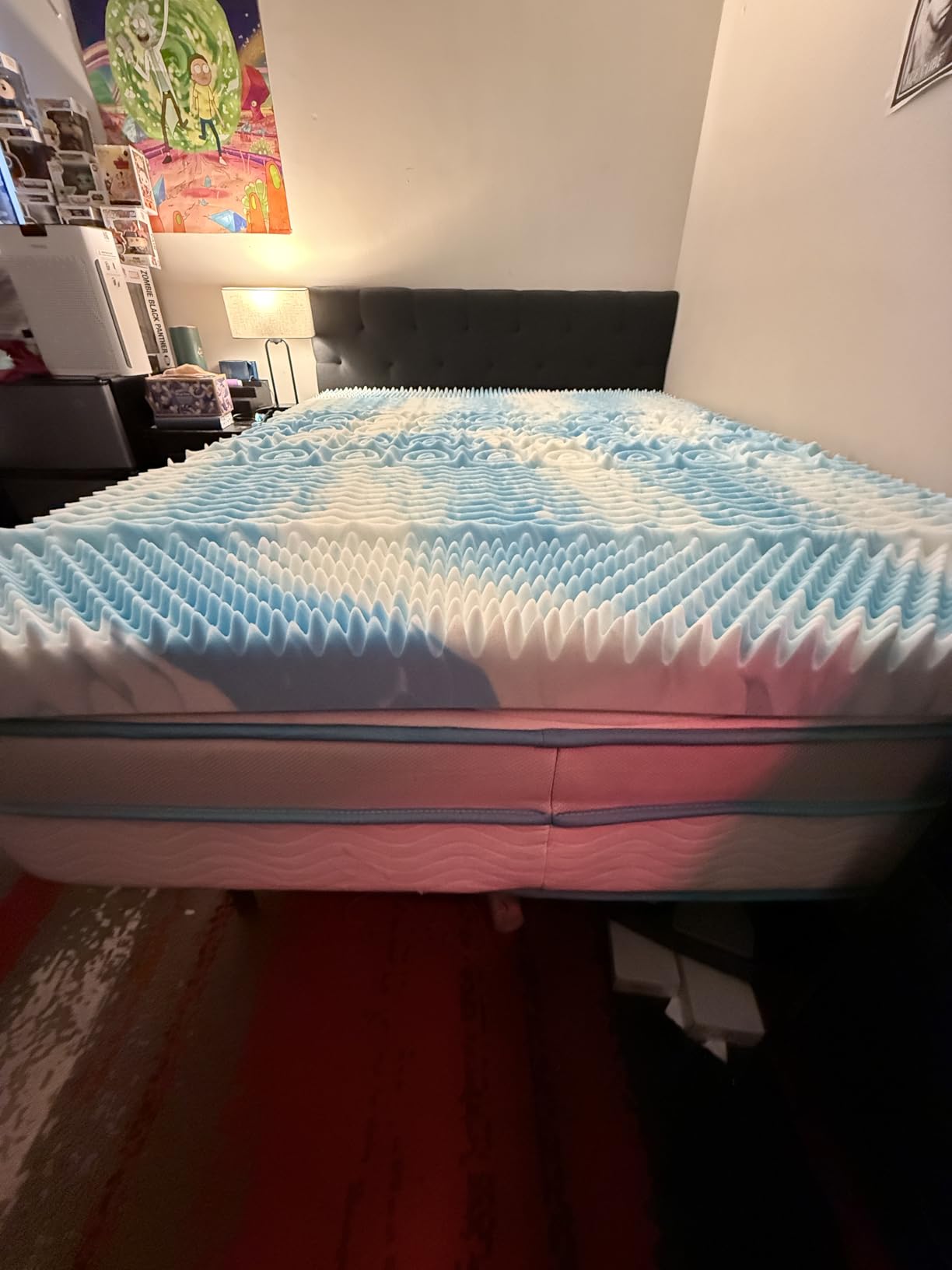 3 Inch 5-Zone Cooling Gel Memory Foam Mattress Topper Queen, Blue customer photo 2